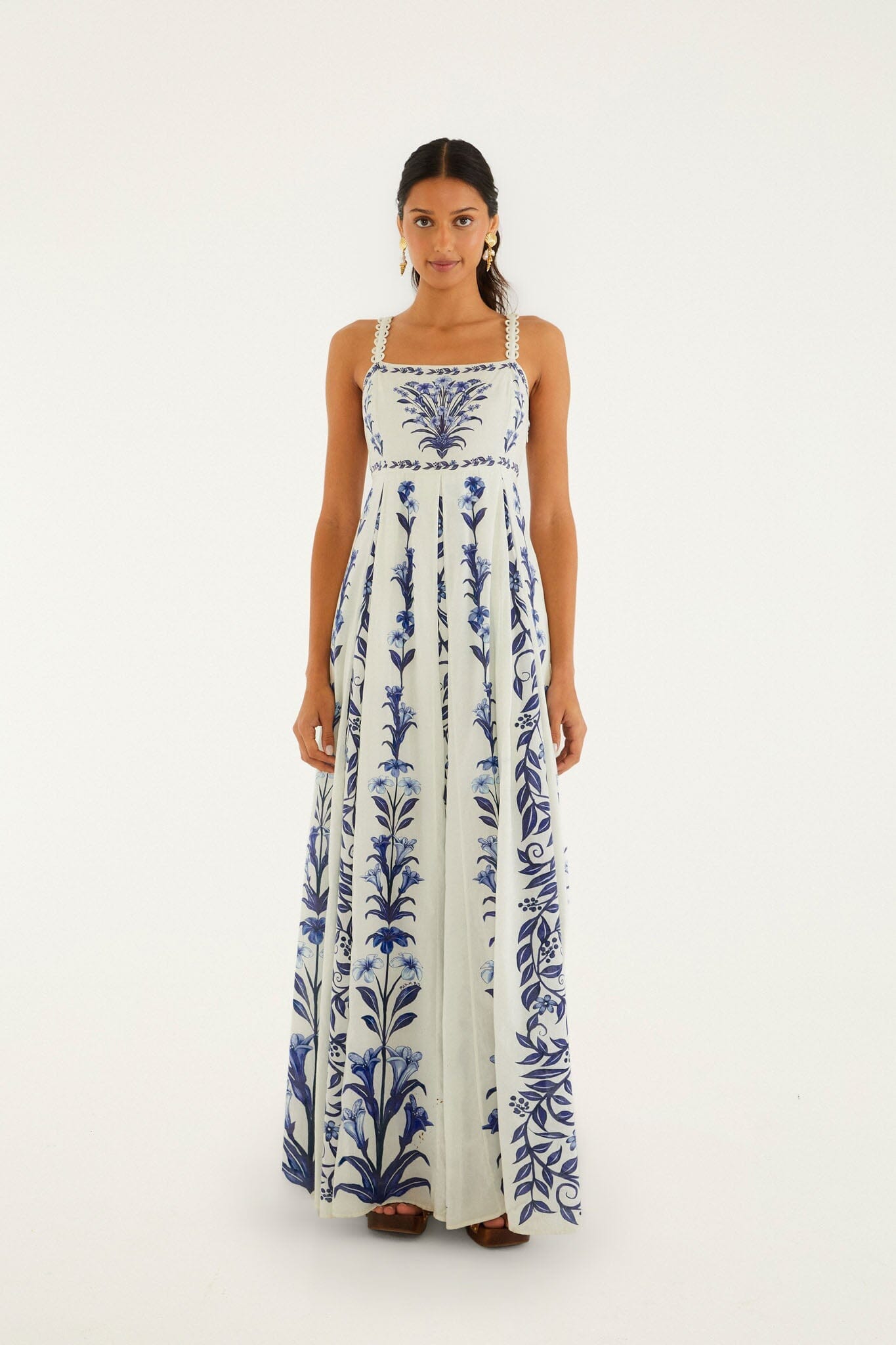 Off-White Flowers Arch Pleats Maxi Dress