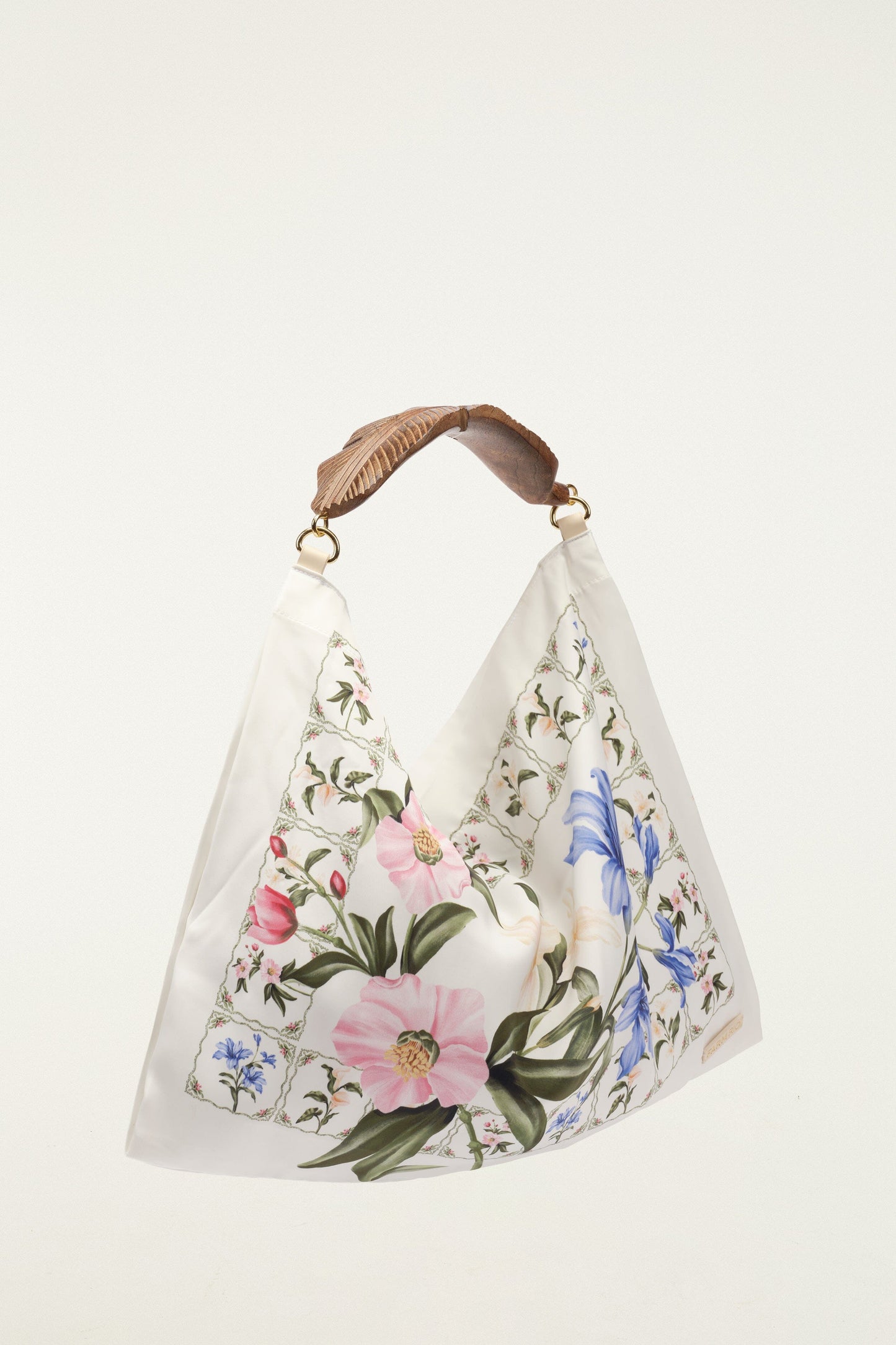 FARM Rio model wearing the Off-White Flowers Satin Small Scarf Bag