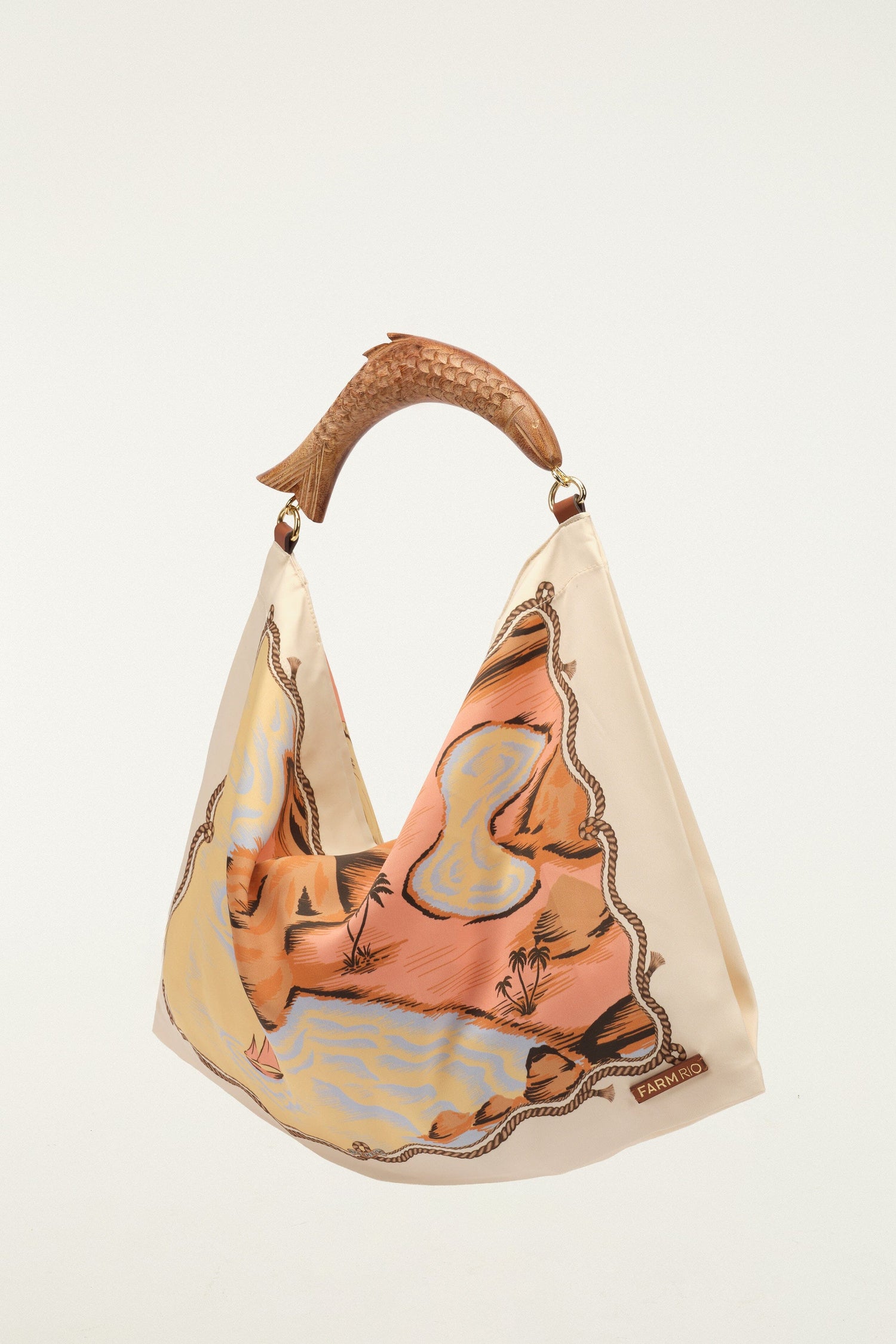 FARM Rio model wearing the Off-White Landscape Satin Small Scarf Bag