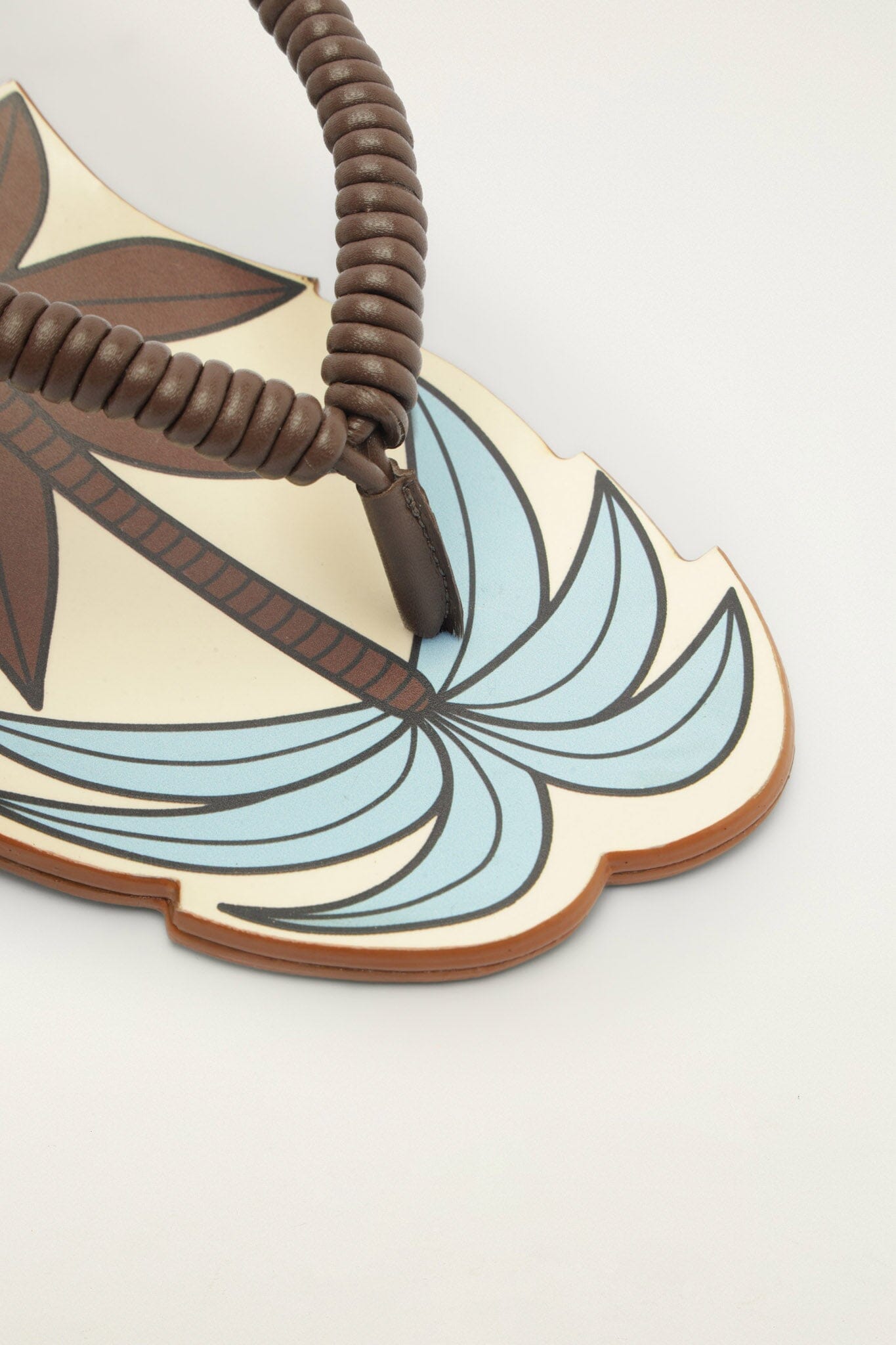 FARM Rio model wearing the Off-White Palm Tree Cutwork Wedge Sandal