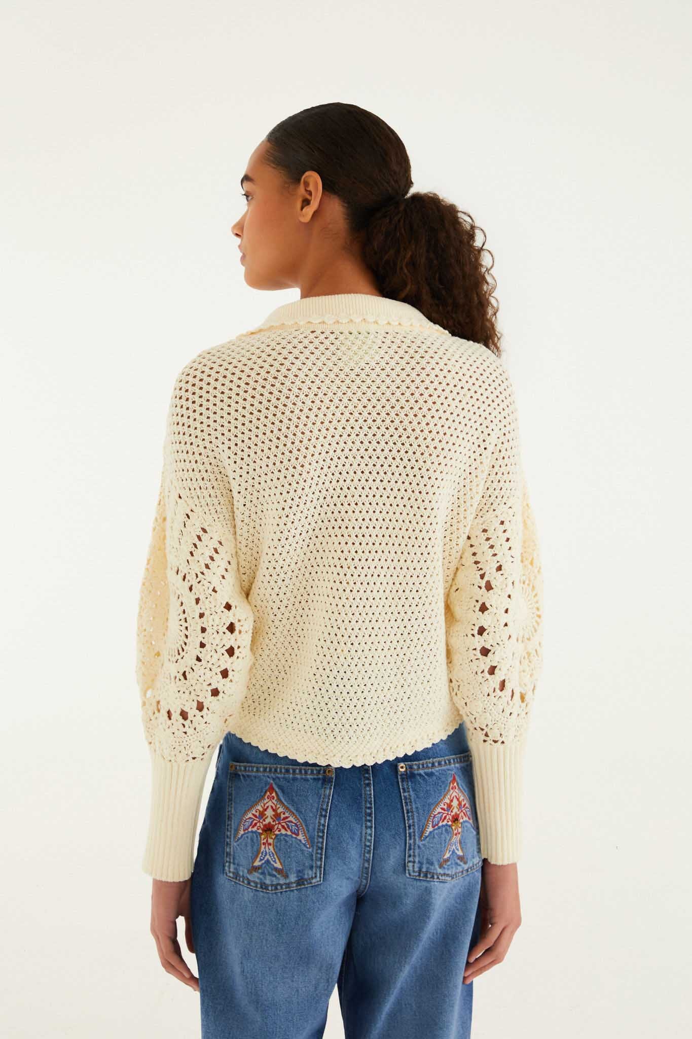 FARM Rio model wearing the Off-White Polo Crochet Sweater