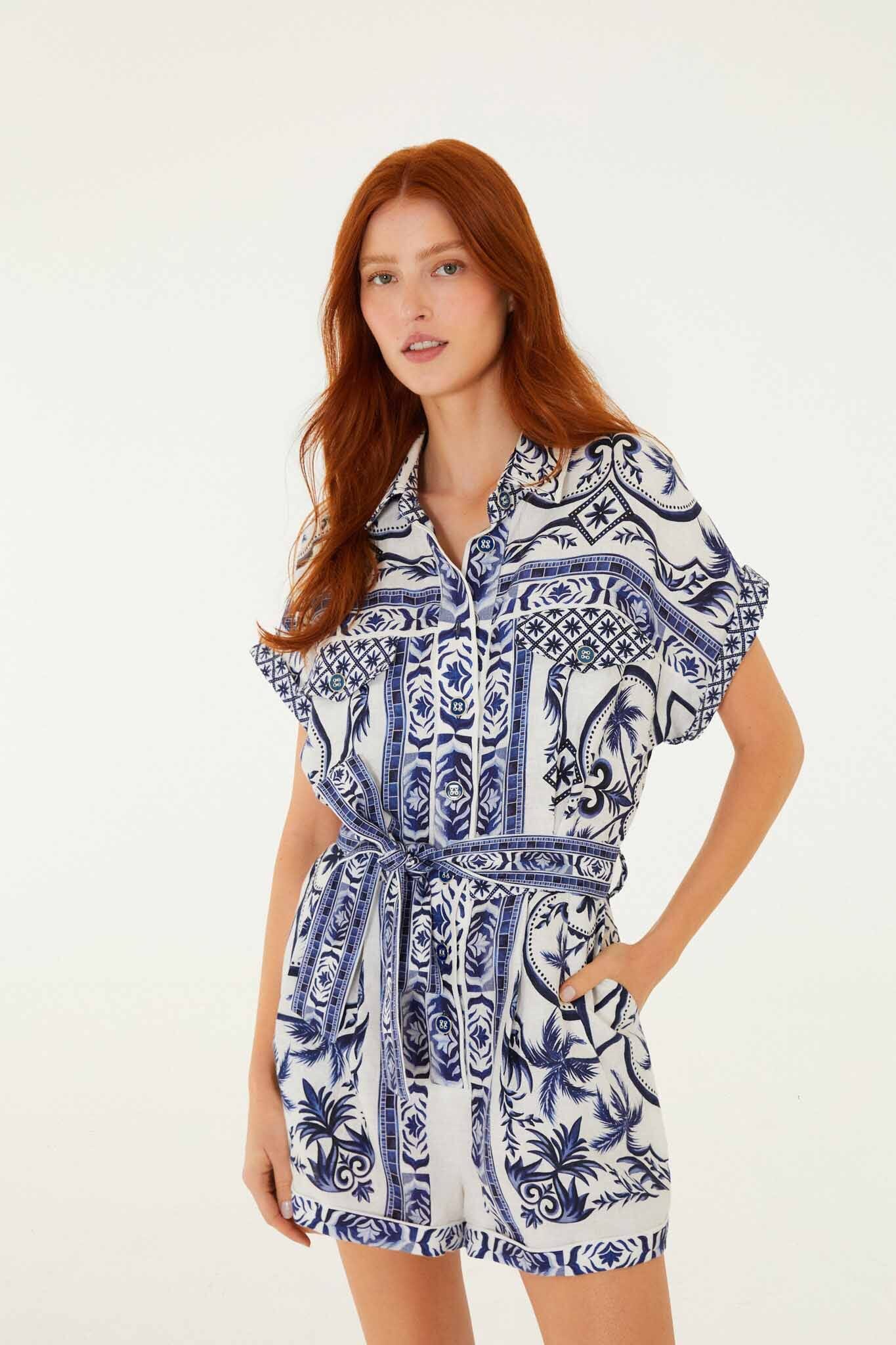 Off-White Wonderful City Belted Euroflax Premium Linen Romper