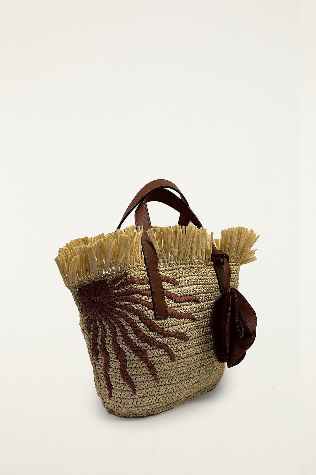 FARM Rio model wearing the Printed Raffia Mini Basket Bag