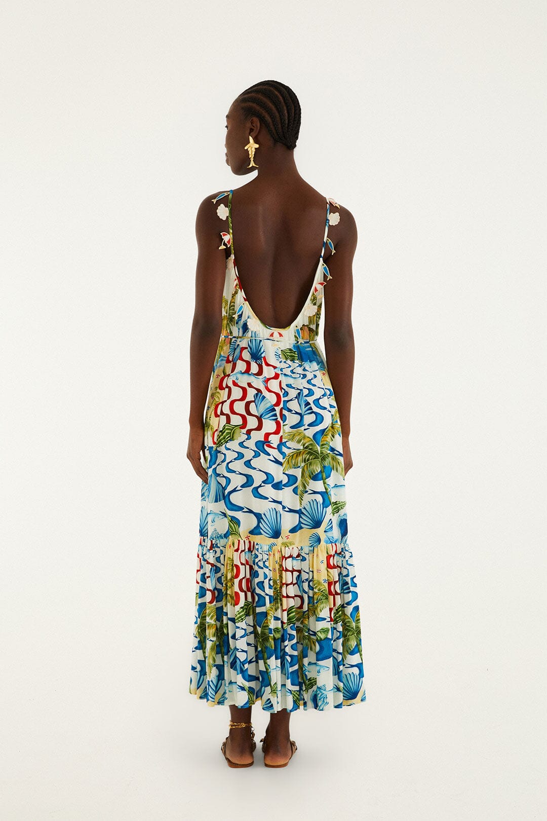FARM Rio model wearing the Rio Beach Off-White Maxi Dress