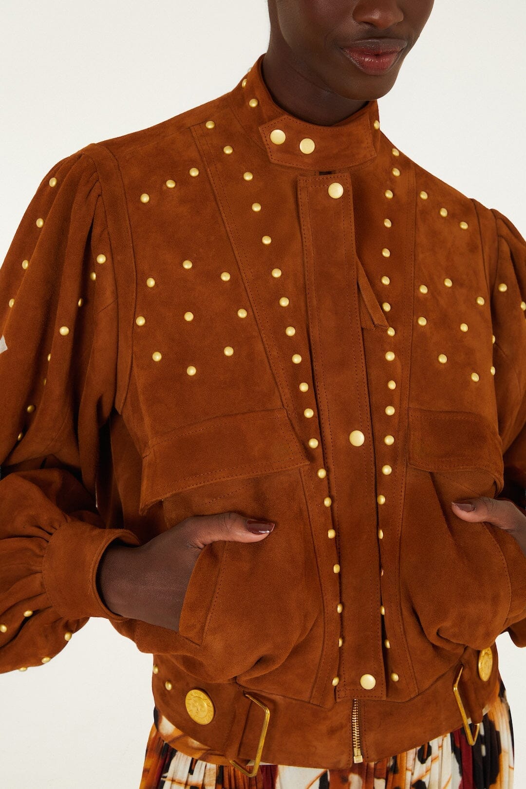 Riveted Buttoned Leather Jacket