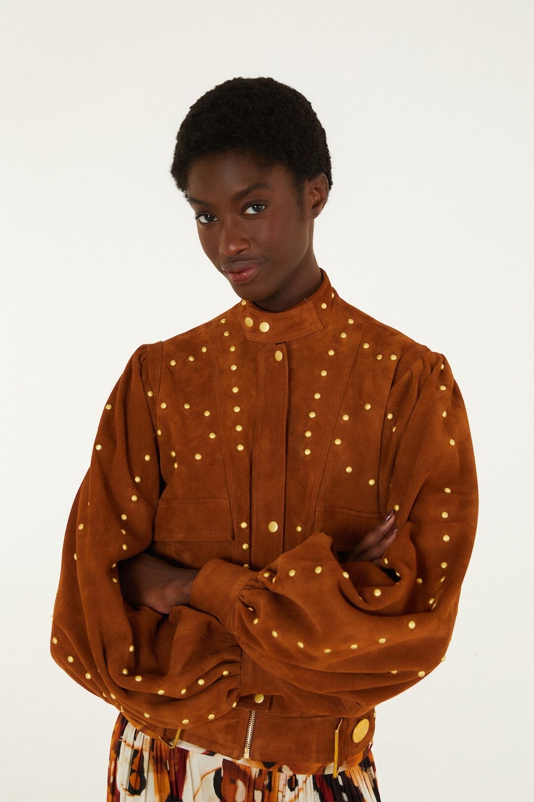 Riveted Buttoned Leather Jacket