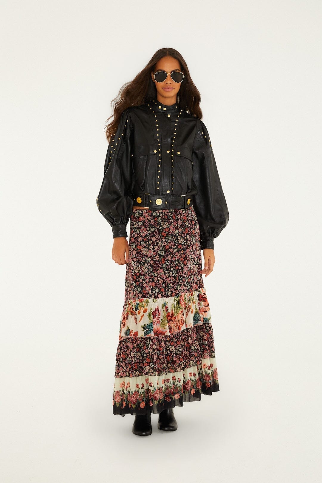 Riveted Buttoned Leather Jacket