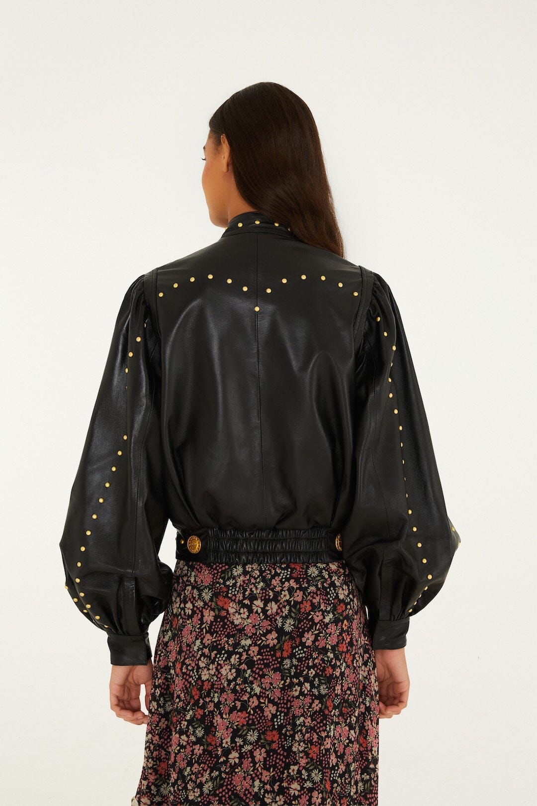 Riveted Buttoned Leather Jacket