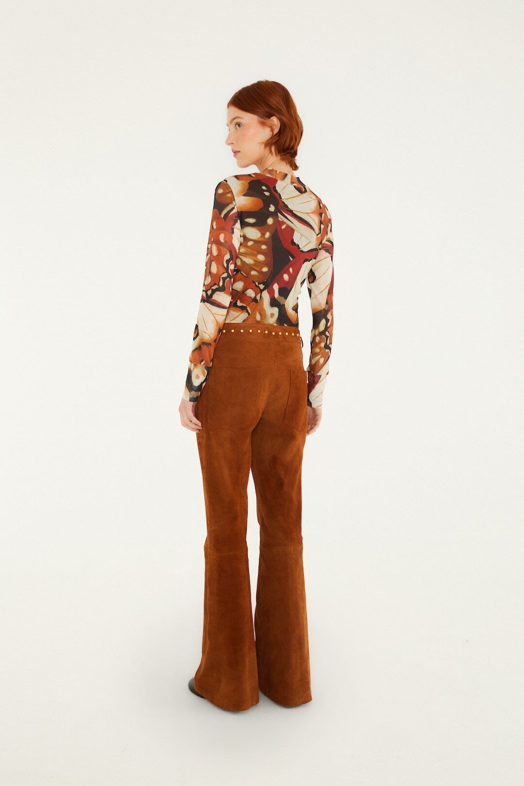 Riveted Flare Leather Trousers
