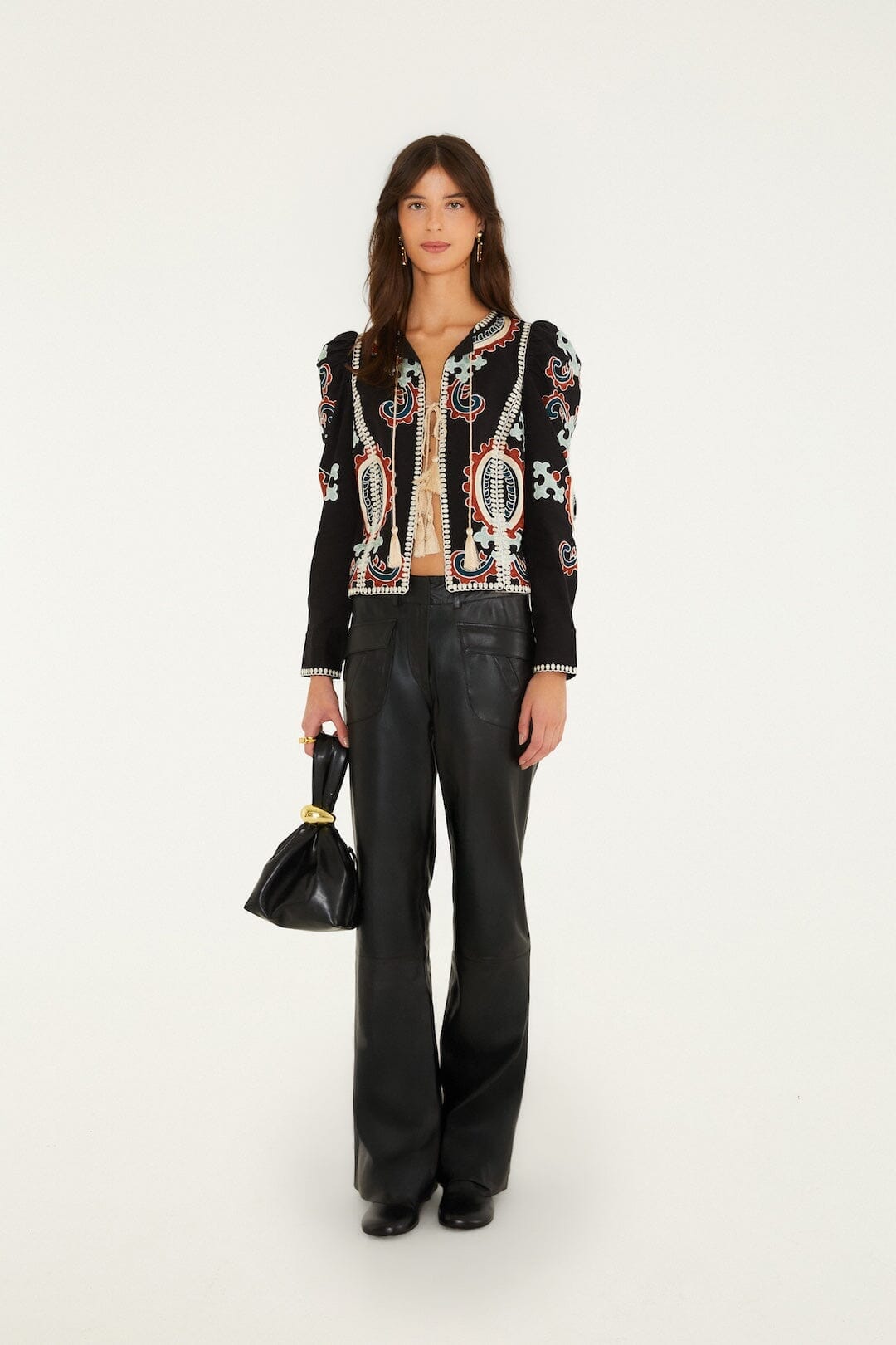 Riveted Wide-Leg Leather Trousers