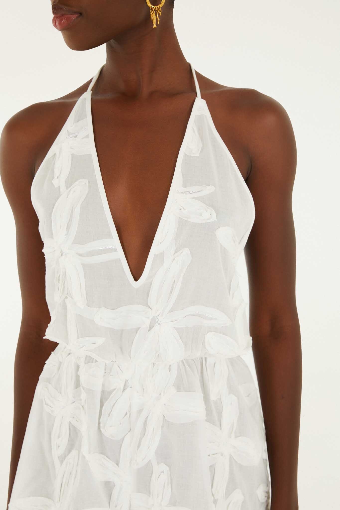 FARM Rio model wearing the Romper With Neck Tie