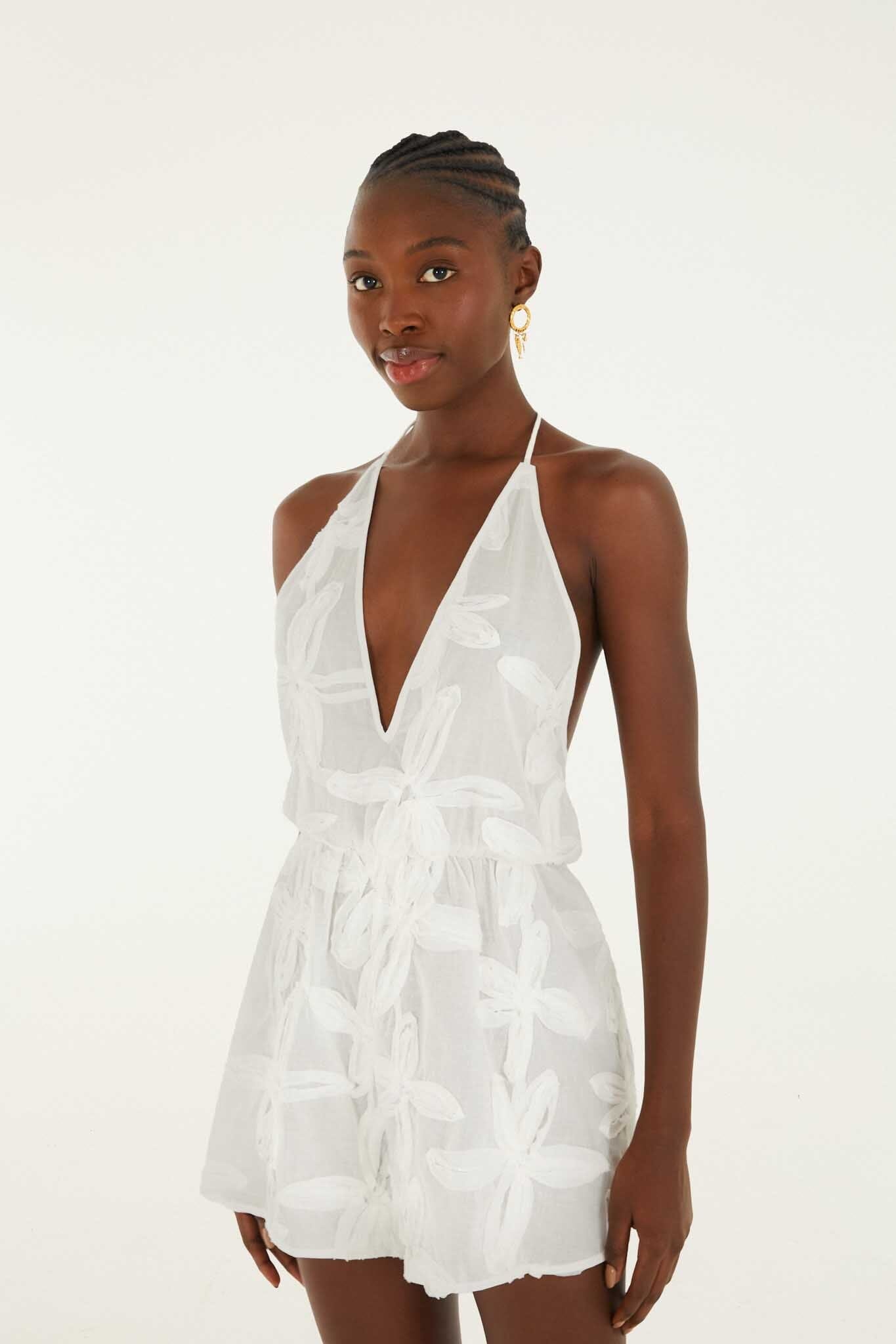 Romper With Neck Tie