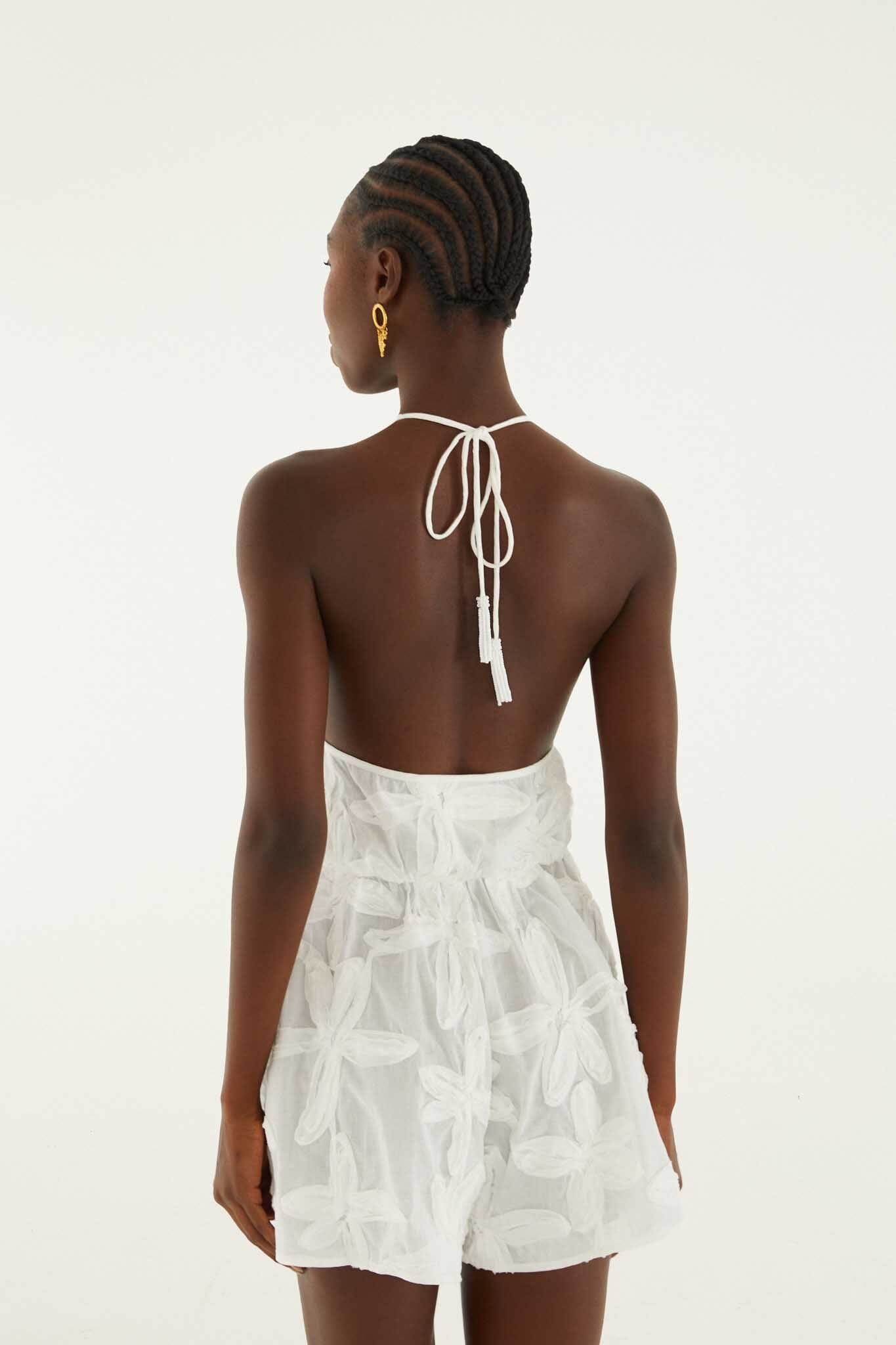 FARM Rio model wearing the Romper With Neck Tie