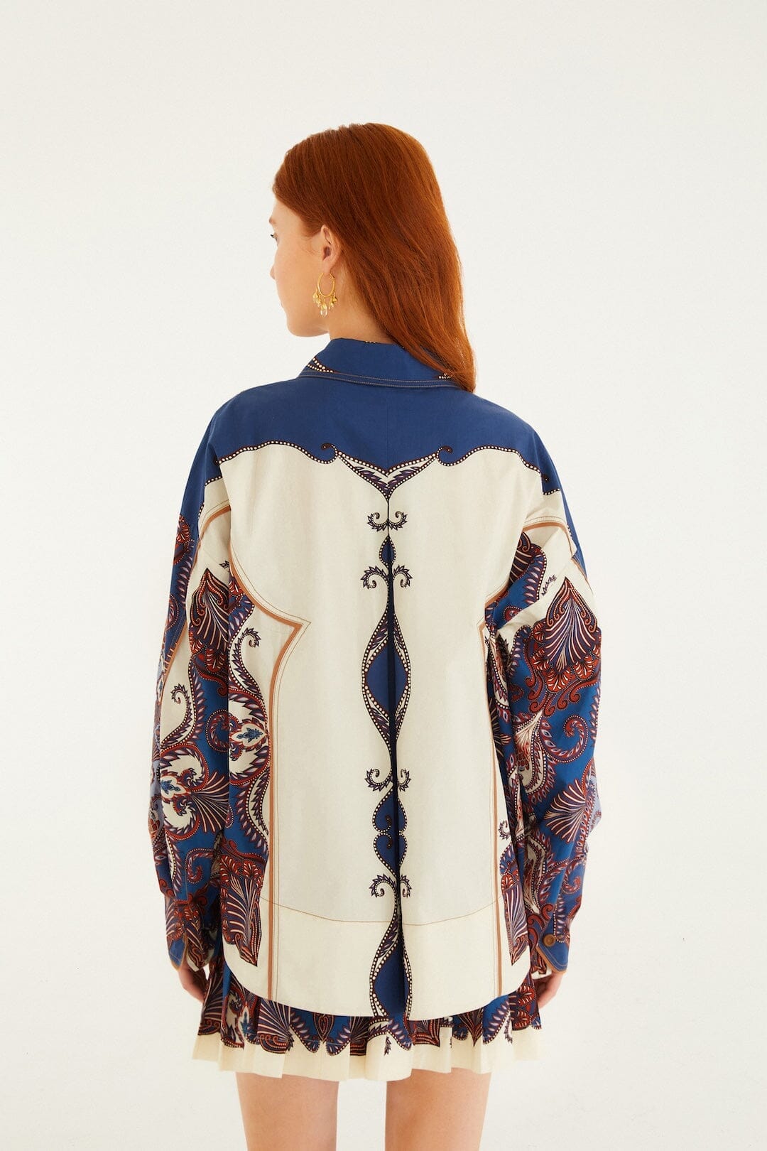 Sand Arabesque Scarf Collared Organic Cotton Shirt | FARM Rio