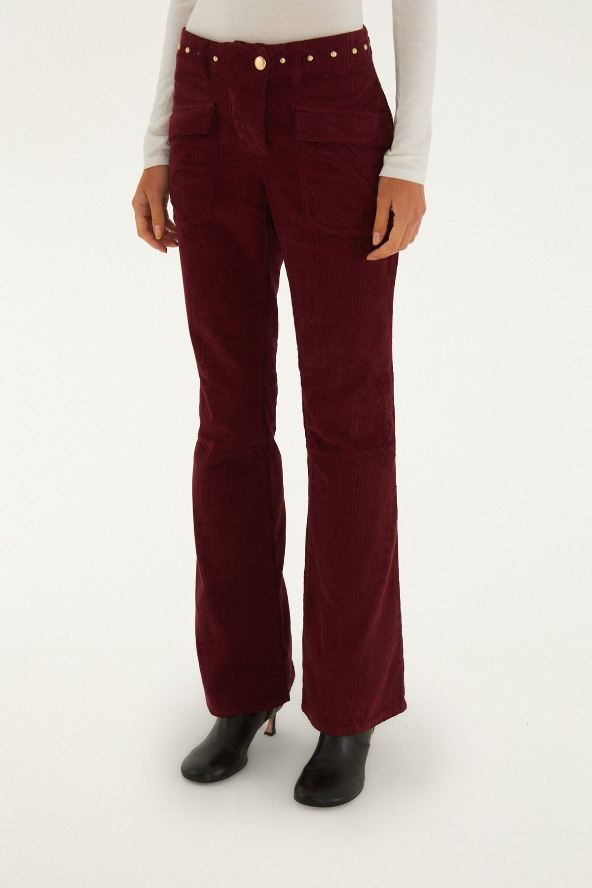 Studded Corduroy Velvet Trousers