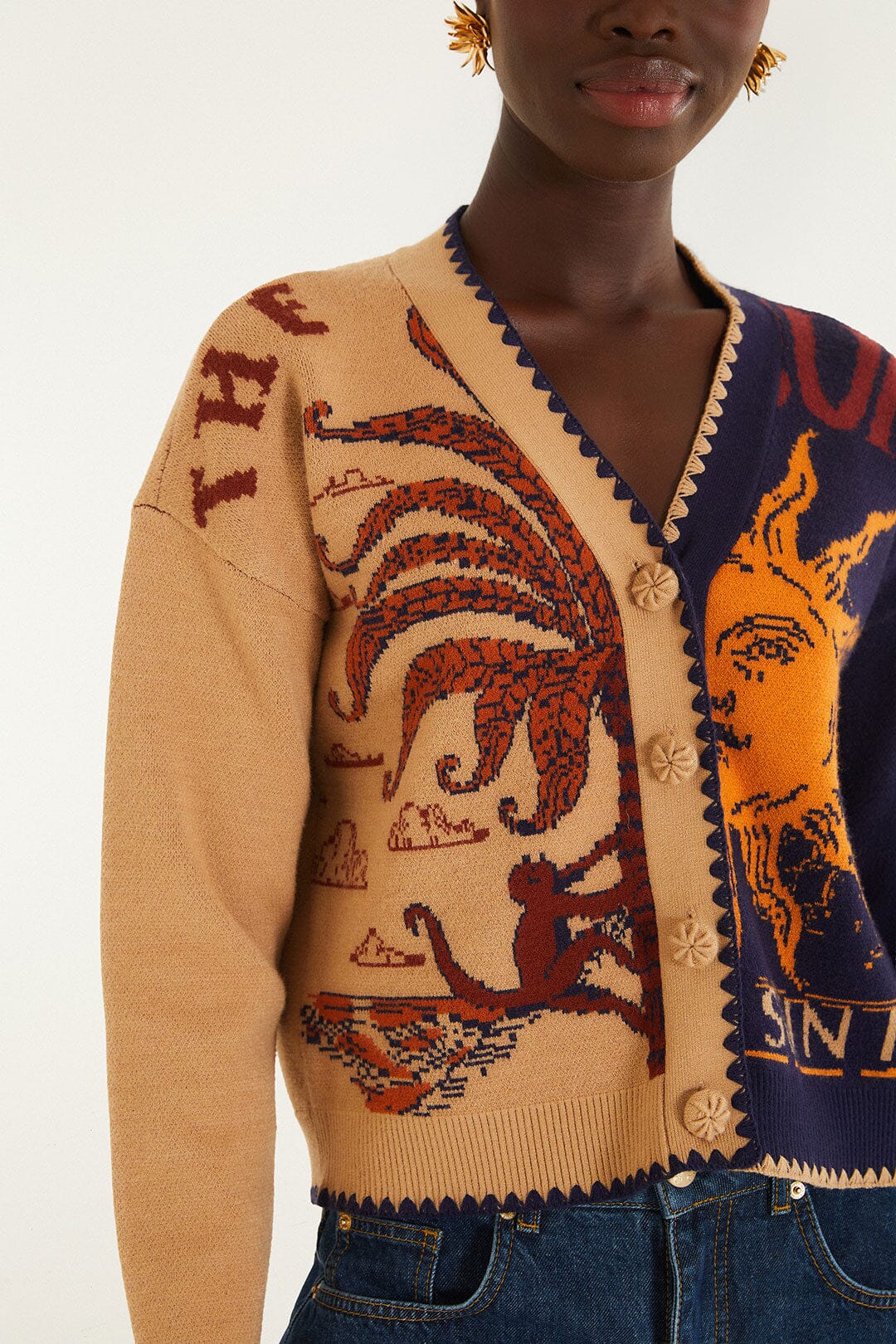 FARM Rio model wearing the Sun Knit Cardigan
