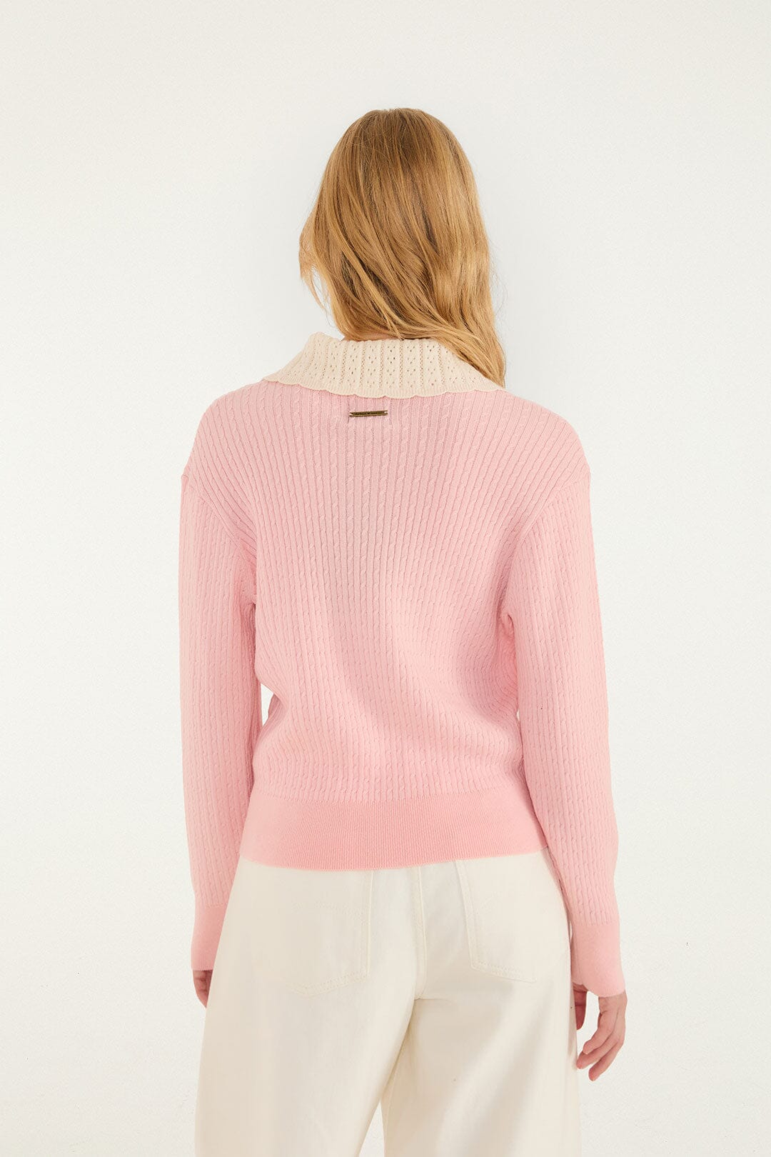 FARM Rio model wearing the Sweetia Polo Knit Sweater