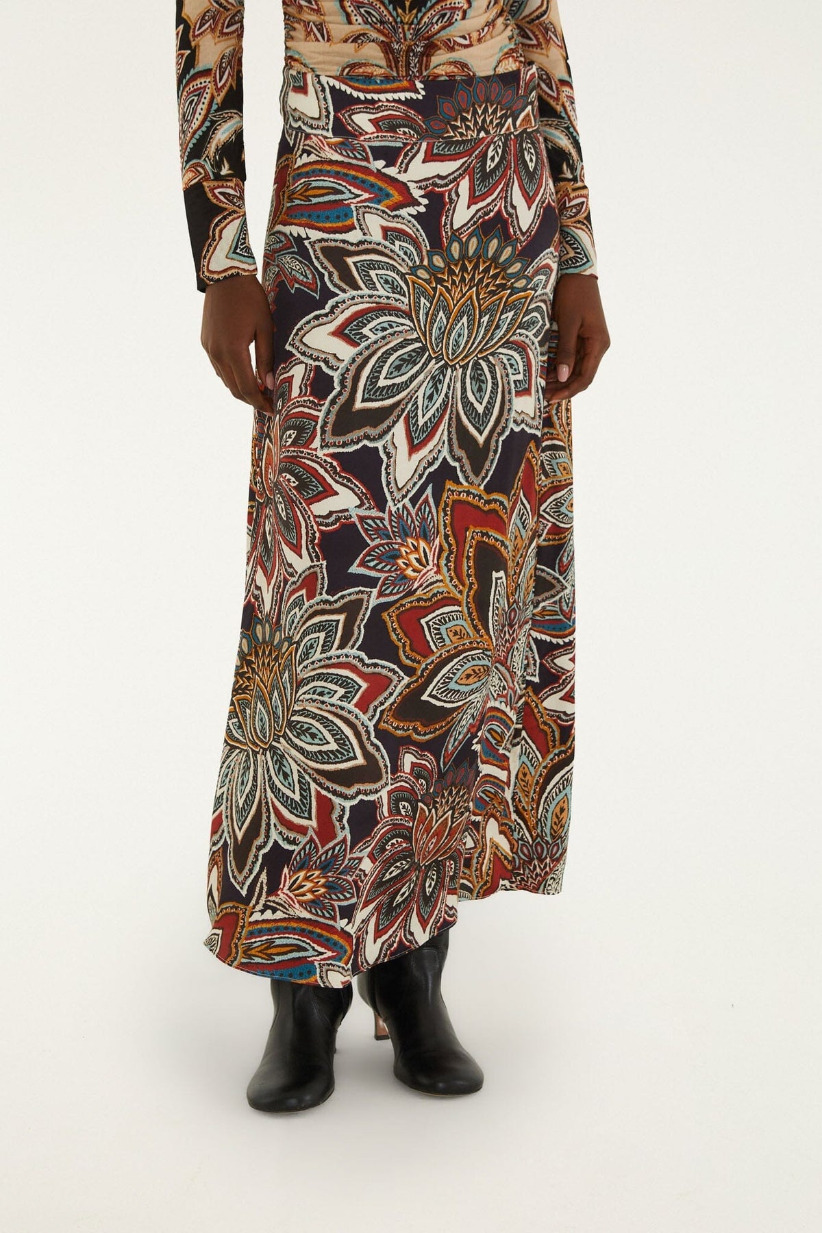 Tapestry Flowers Maxi Skirt