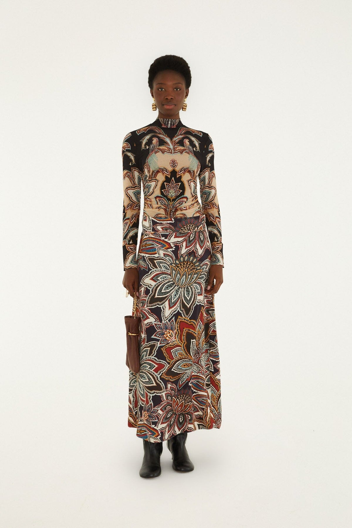 Tapestry Flowers Maxi Skirt