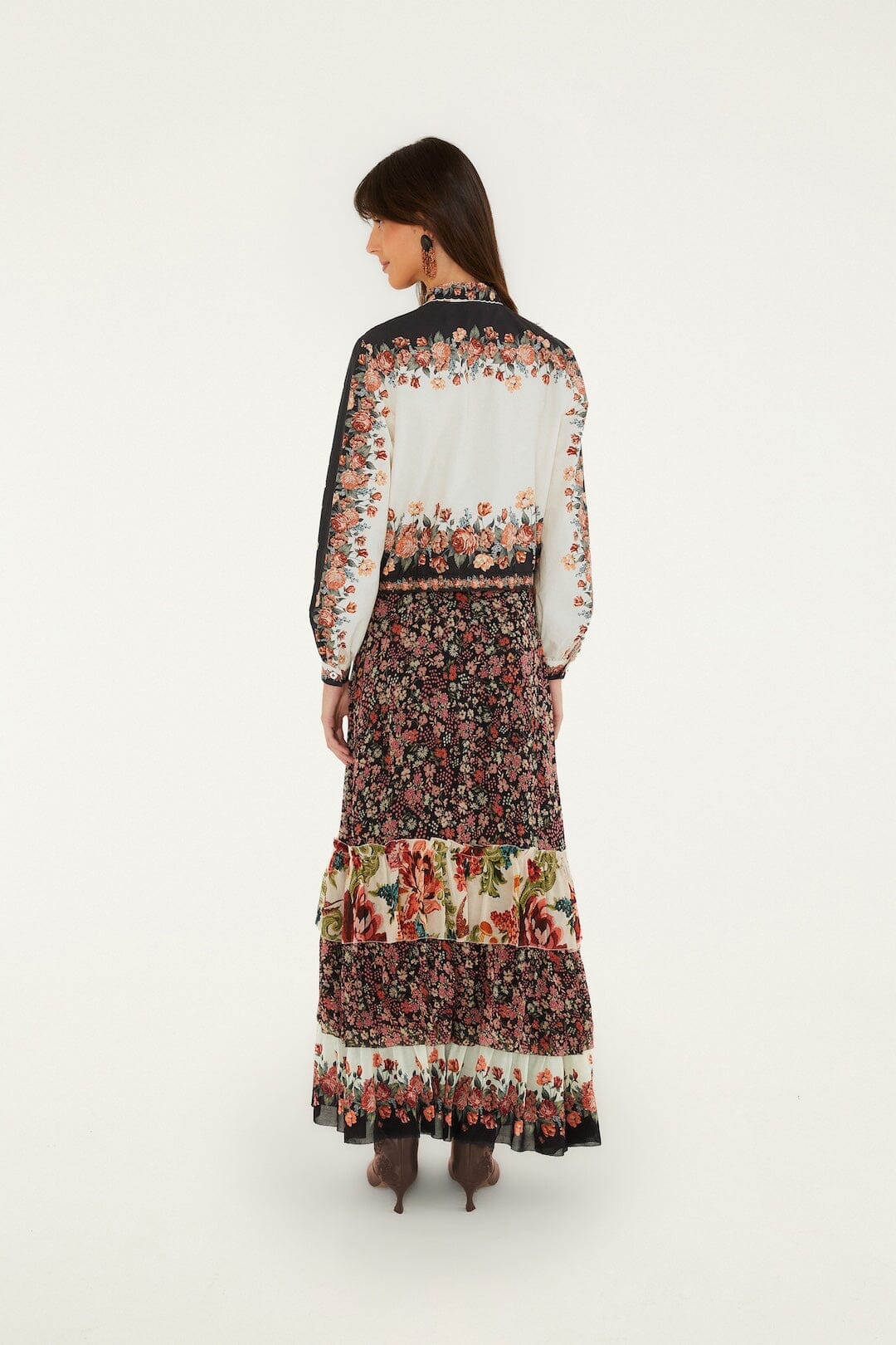 Tiny Garden Mixed Prints Maxi Skirt