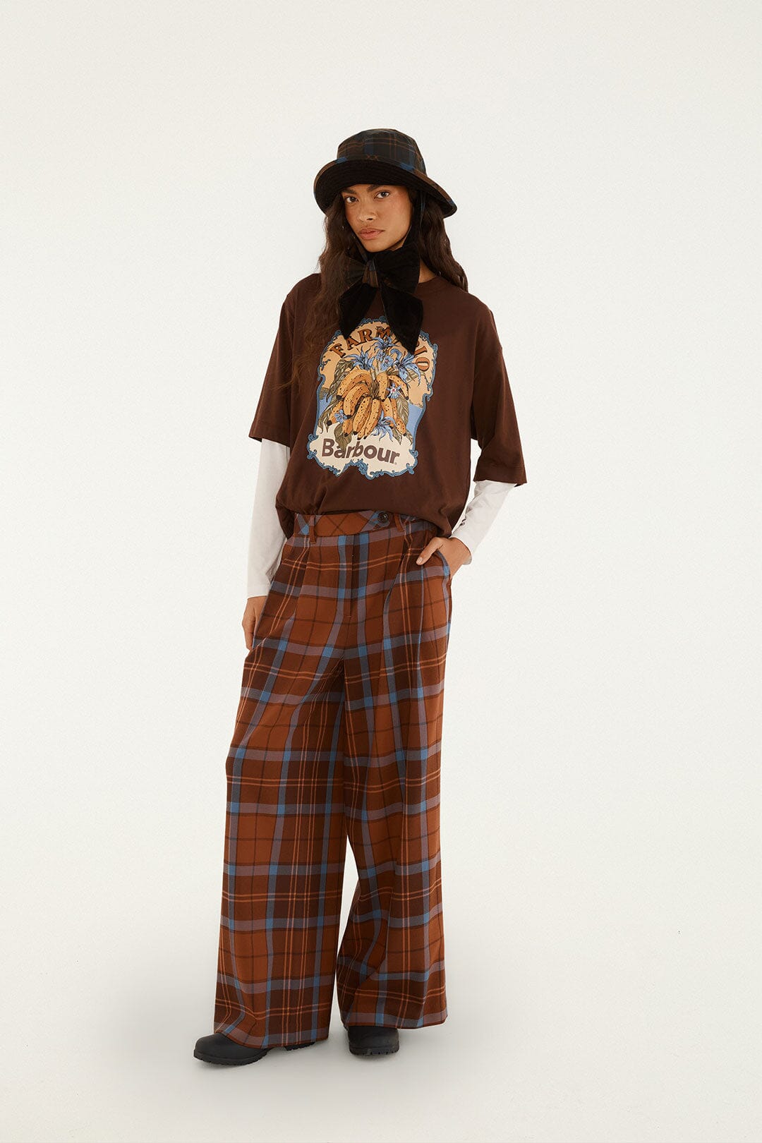 FARM Rio model wearing the Tropical Tea Trousers