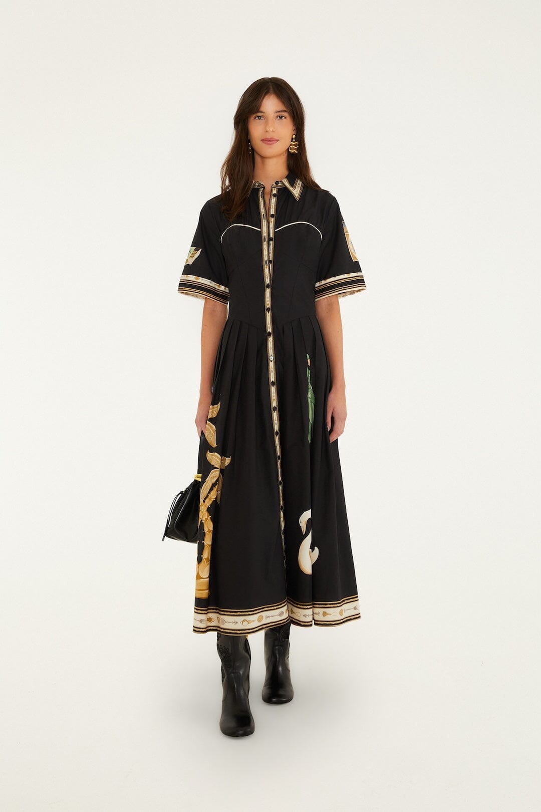 Vintage Souvenirs Black Buttoned Midi Dress
