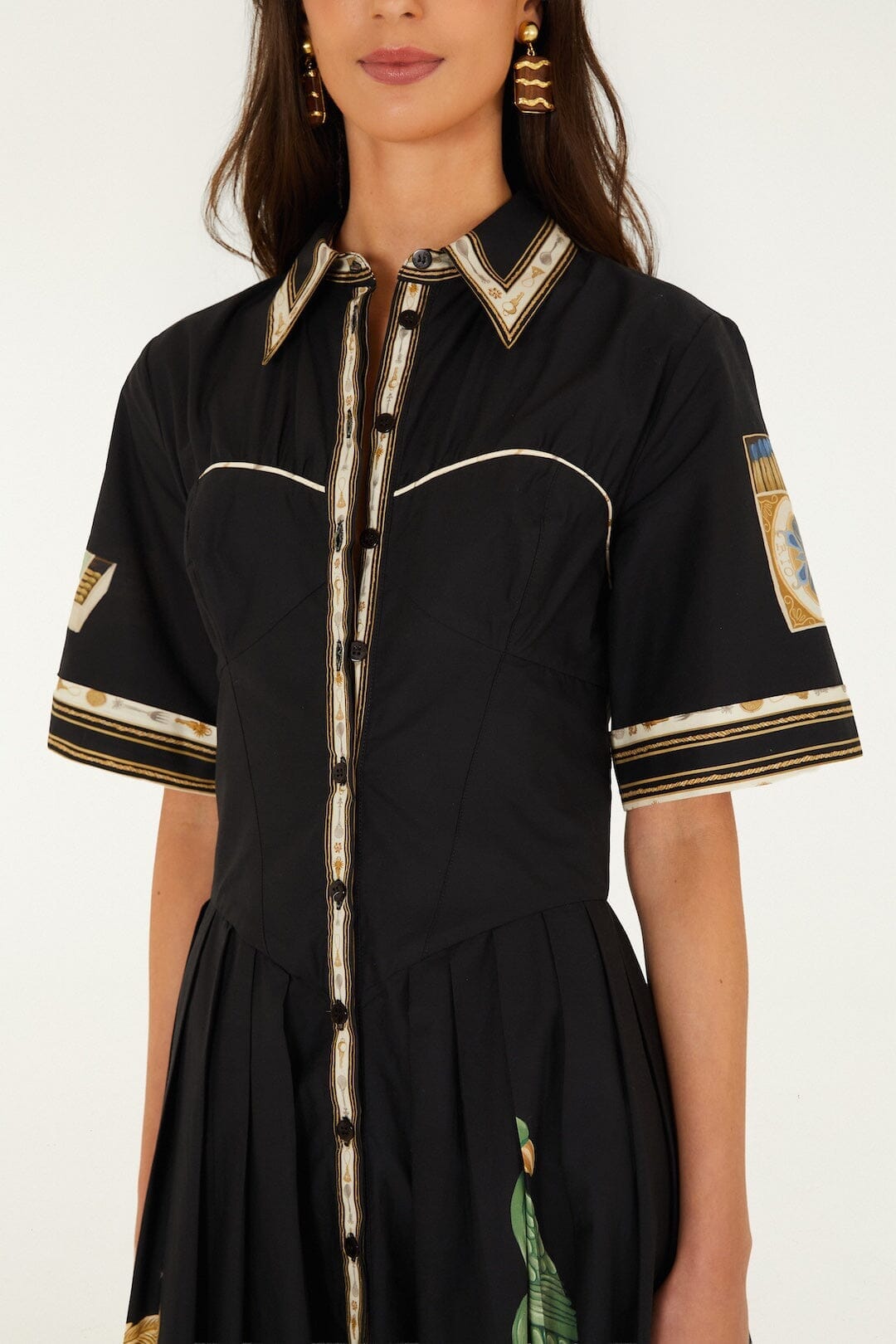 Vintage Souvenirs Black Buttoned Midi Dress