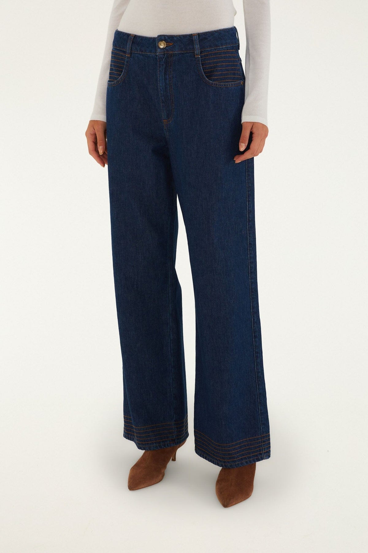 Wide-Leg Denim Trousers