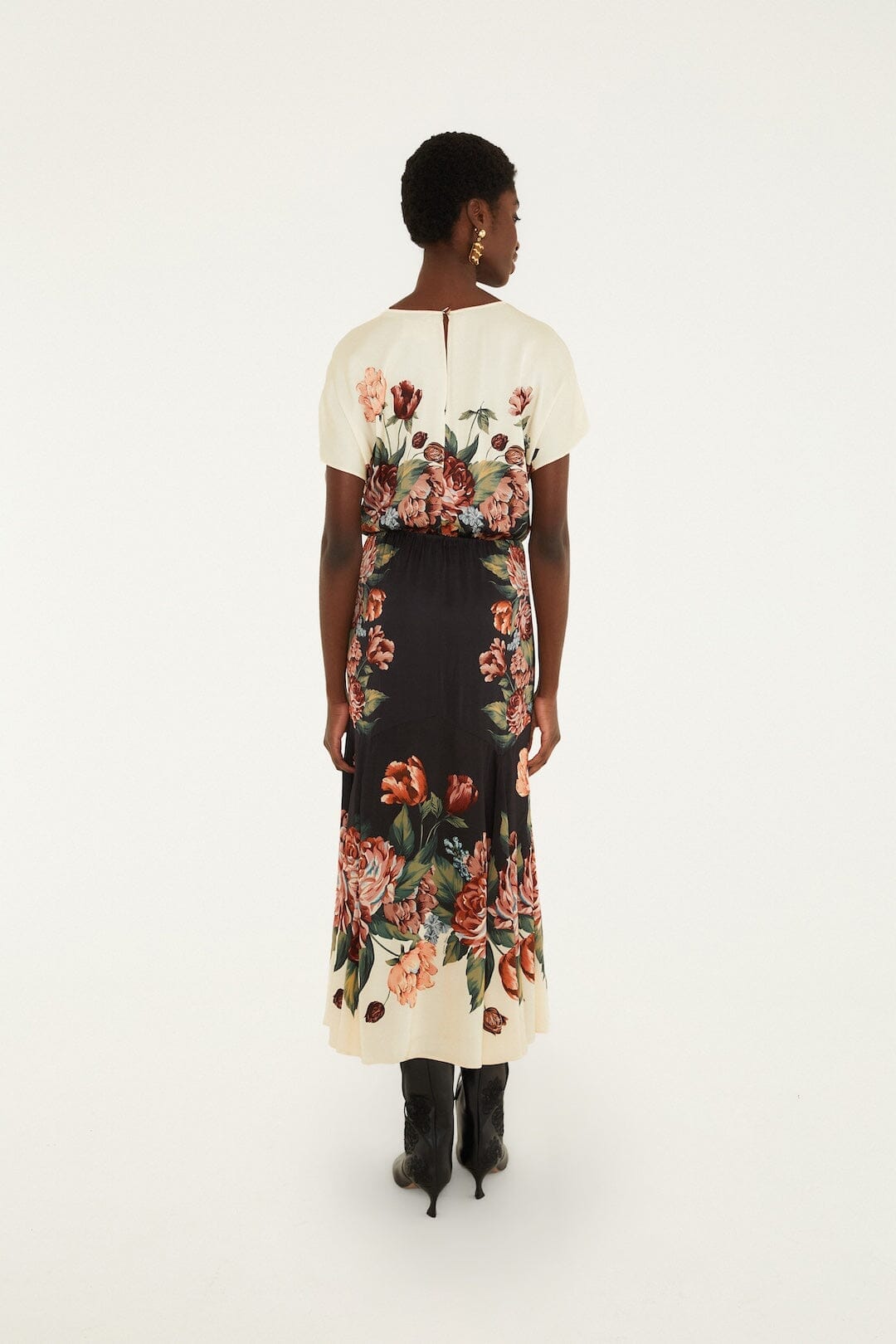 Winter Floral Short Sleeve Maxi Dress