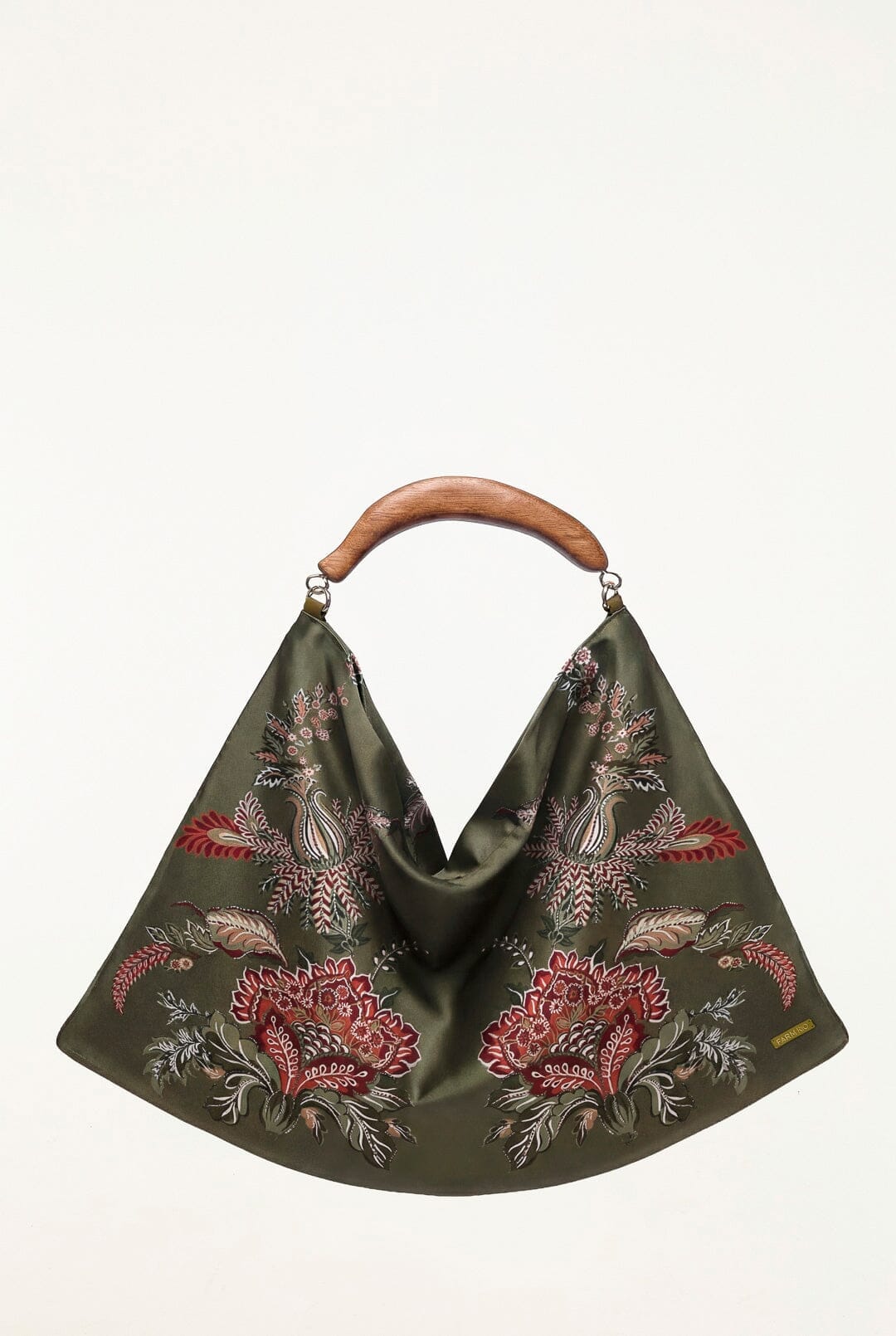 Wood Handle Large Scarf Bag