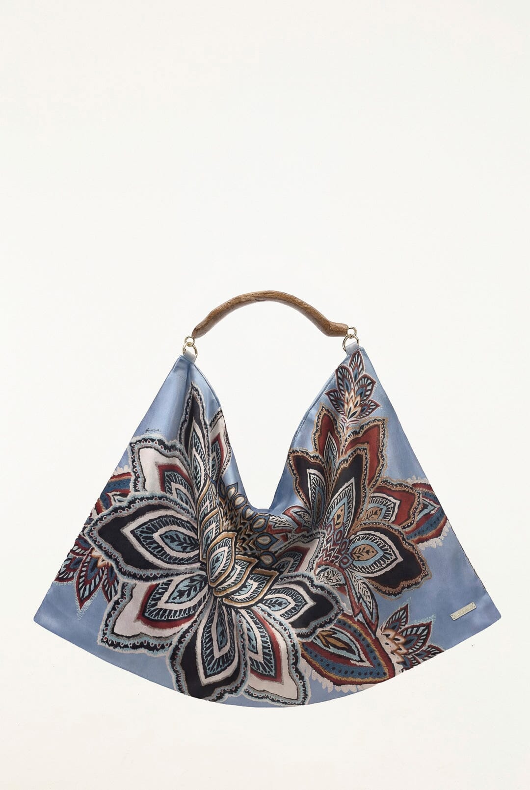 Wood Handle Large Scarf Bag