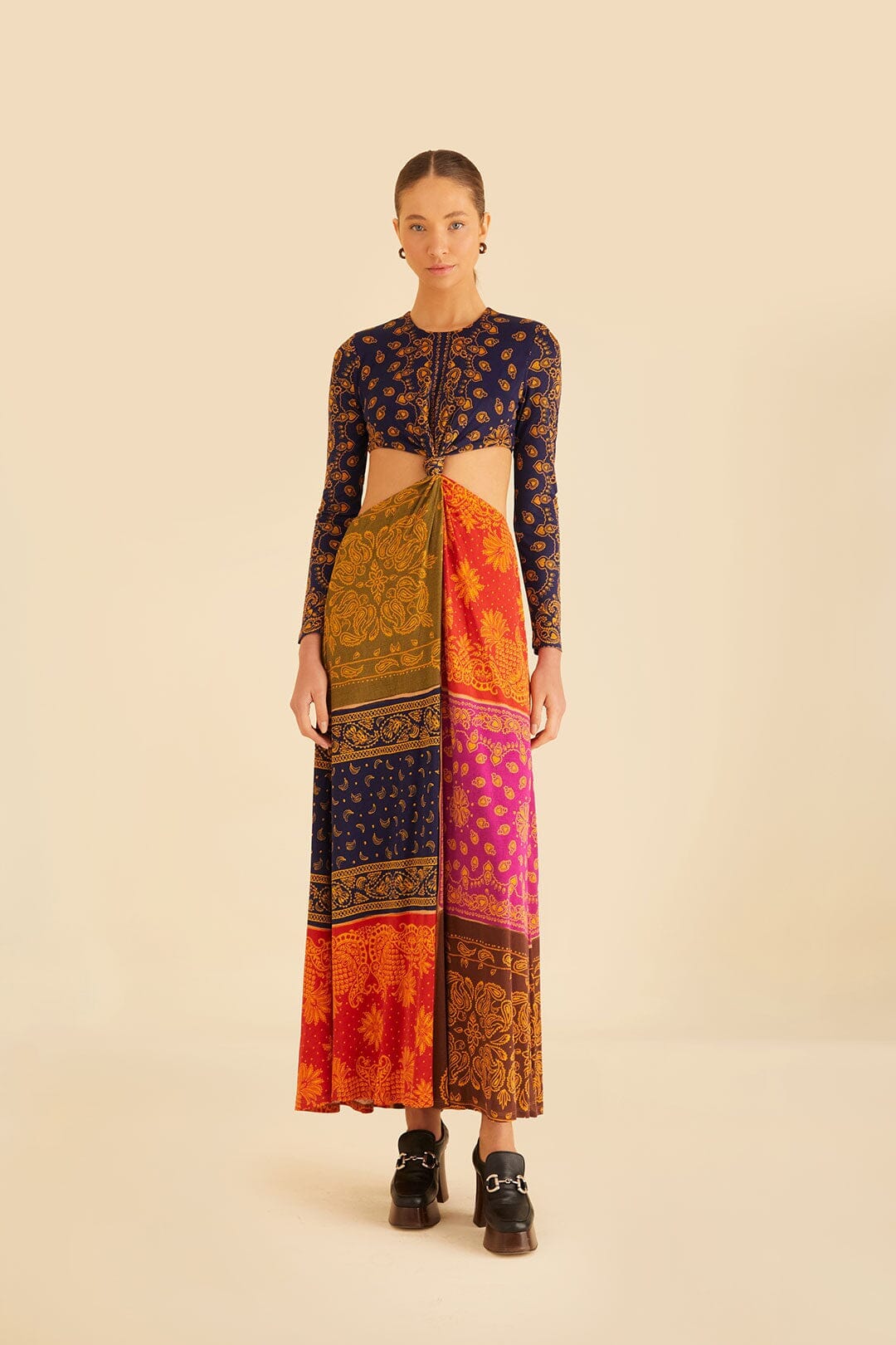 multicolor bandana dream cut out maxi dress Farm Rio Bandana Dream Cut-Out Maxi Dress (L) |