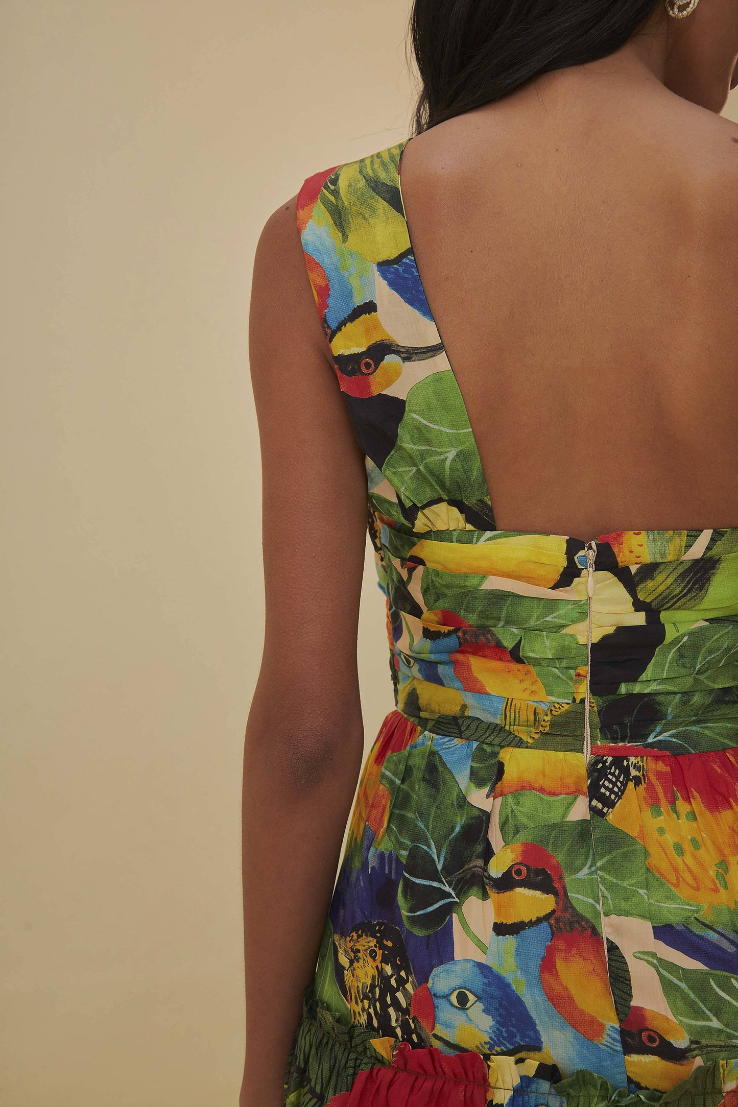 farm rio macaw leaves one-shoulder midi dress Farm Rio Macaw Leaves Mini Dress