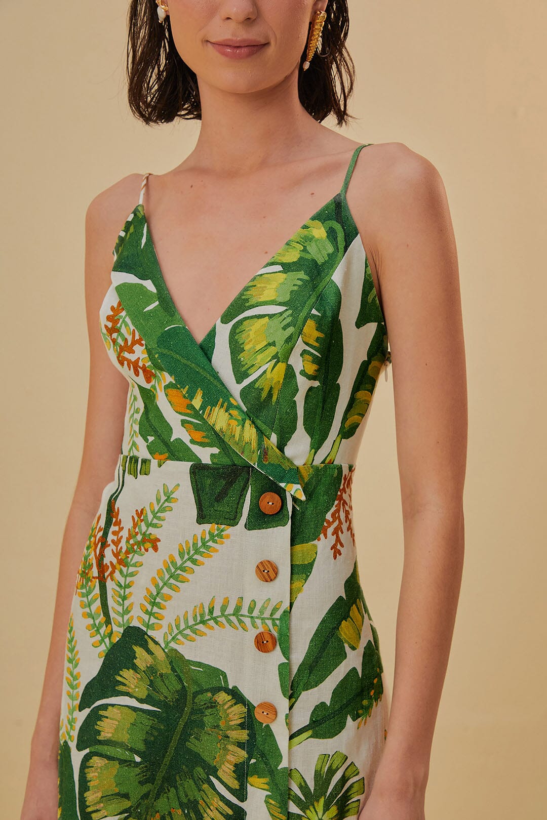 Tropical Forest Off-White Mini Dress