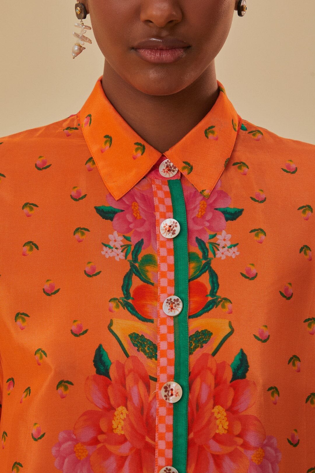 Pink Fruit Garden Scarf Long Sleeve Shirt