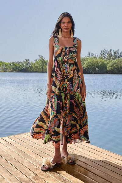 Cool Foliage Black Sleeveless Maxi Dress – FARM Rio