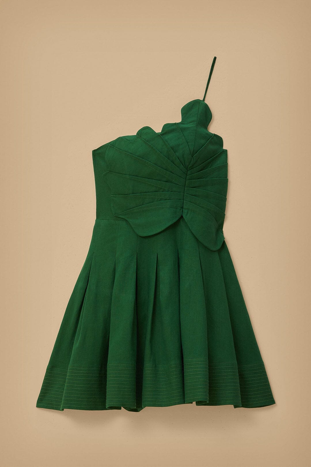 Green One Shoulder Lea Mini Dress