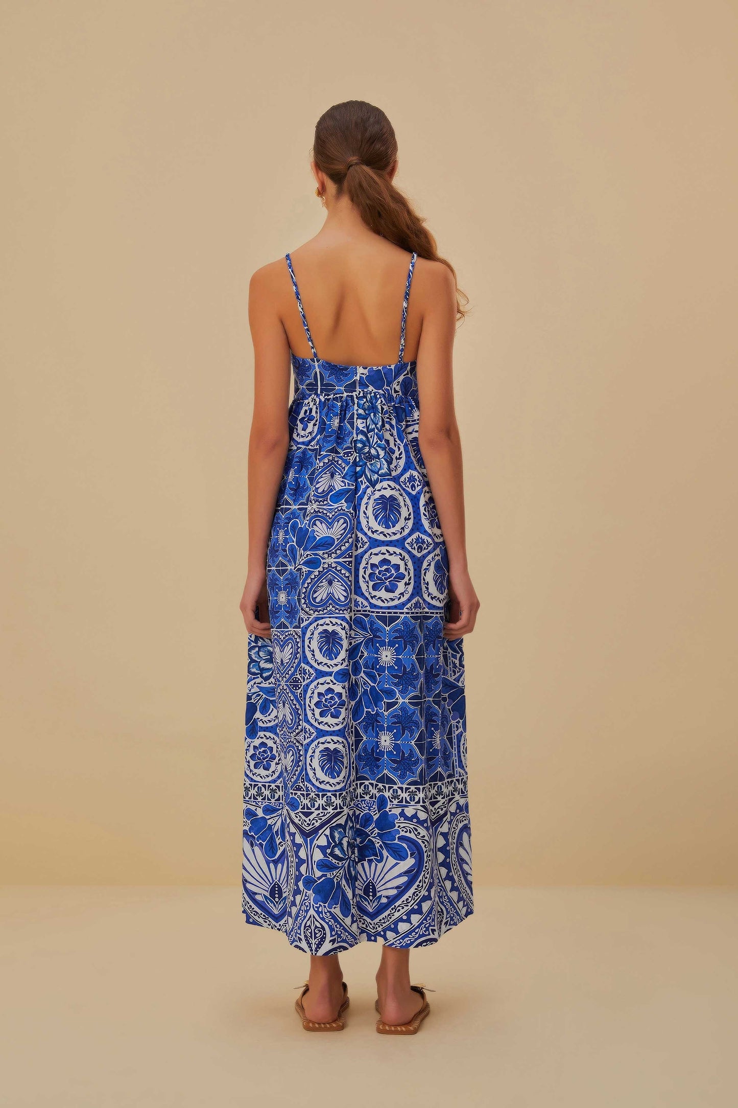 Blue Tile Dream Sleeveless Maxi Dress