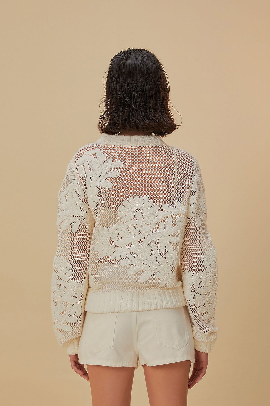 White Embroidered Knit Sweater