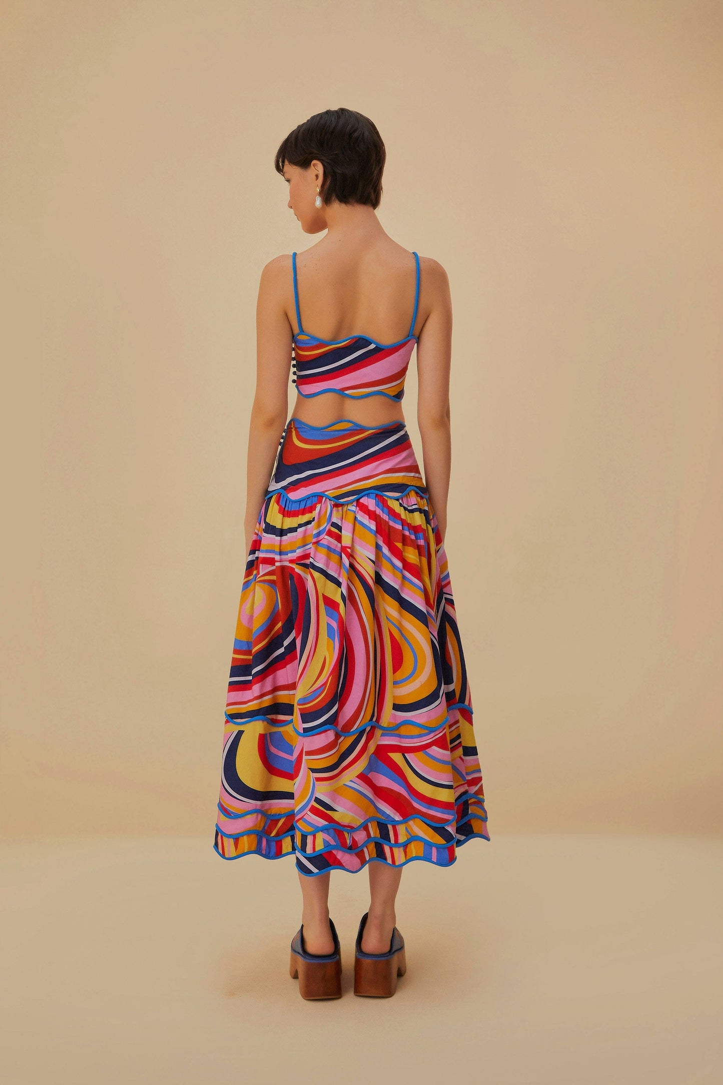 Multicolor Waves Midi Skirt