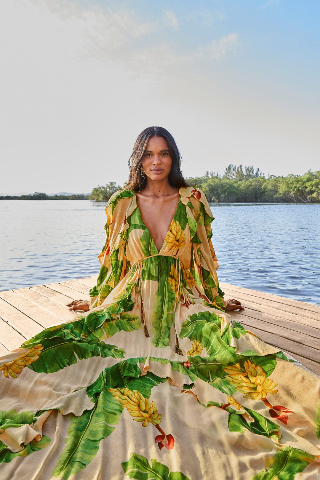 Beige Fresh Bananas Maxi Dress FARM Rio Beige Fresh Bananas Maxi Dress FARM Rio