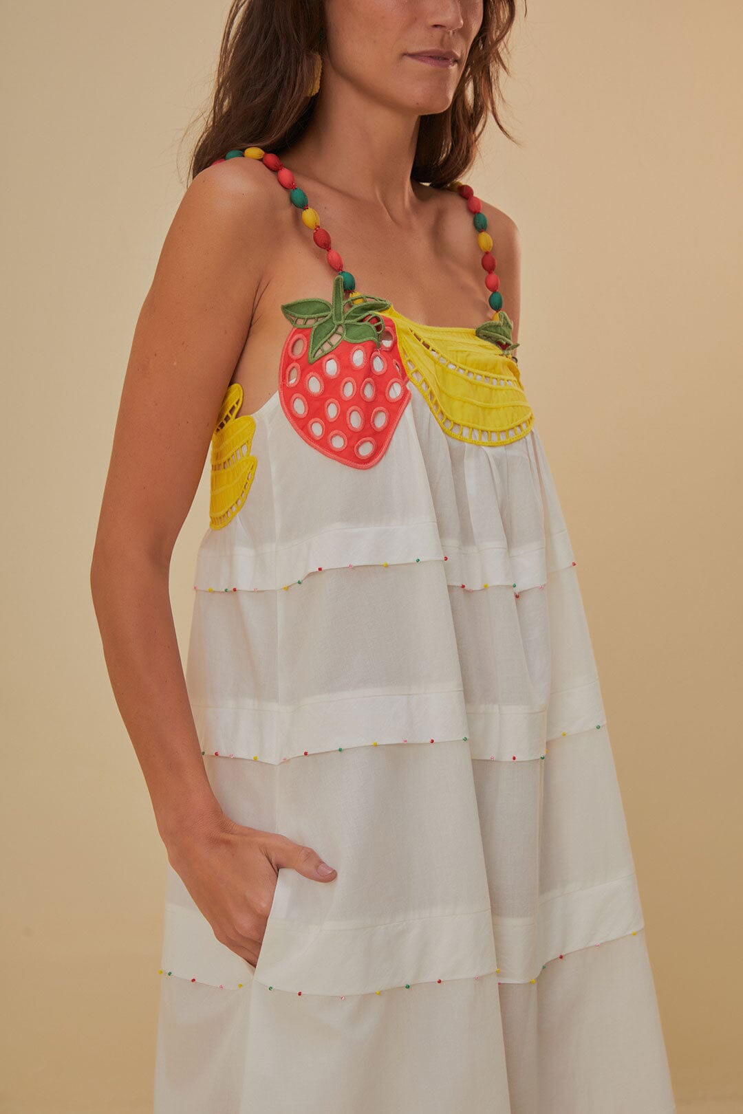 farm rio embroidered fruit maxi dress Farm Rio Fruit Beauty Off-White Maxi Dress Off-White / S