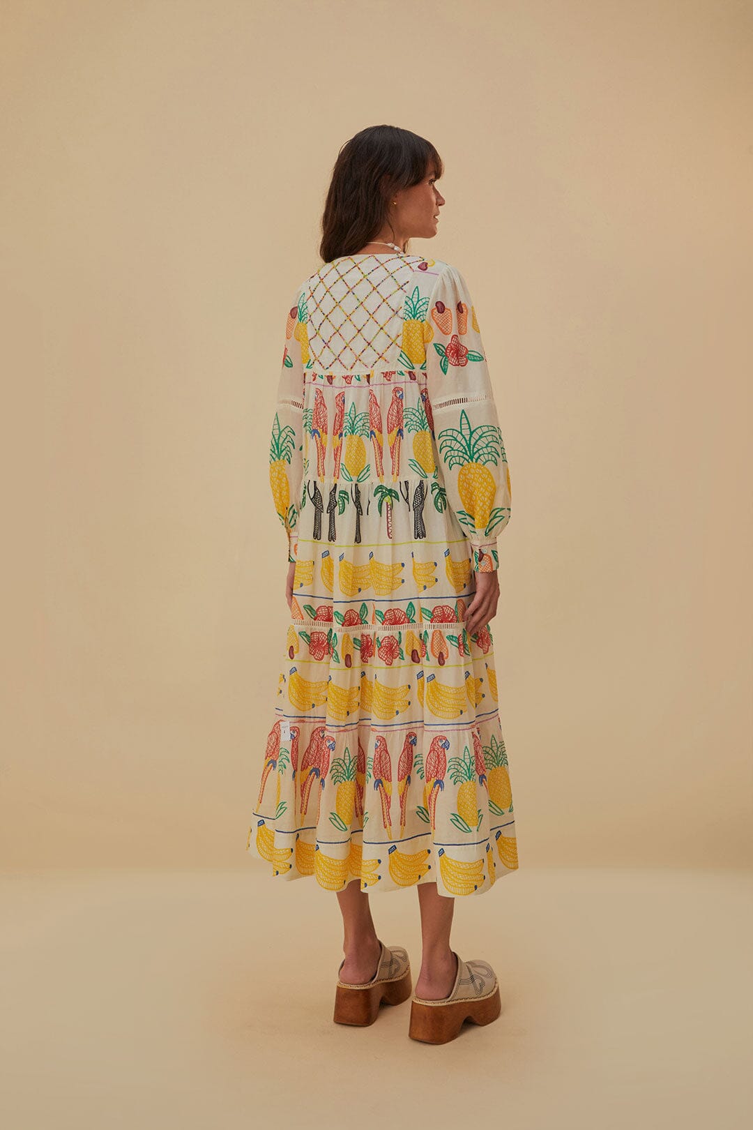 Off-White Tropicolors Yoke Embroidered Midi Dress