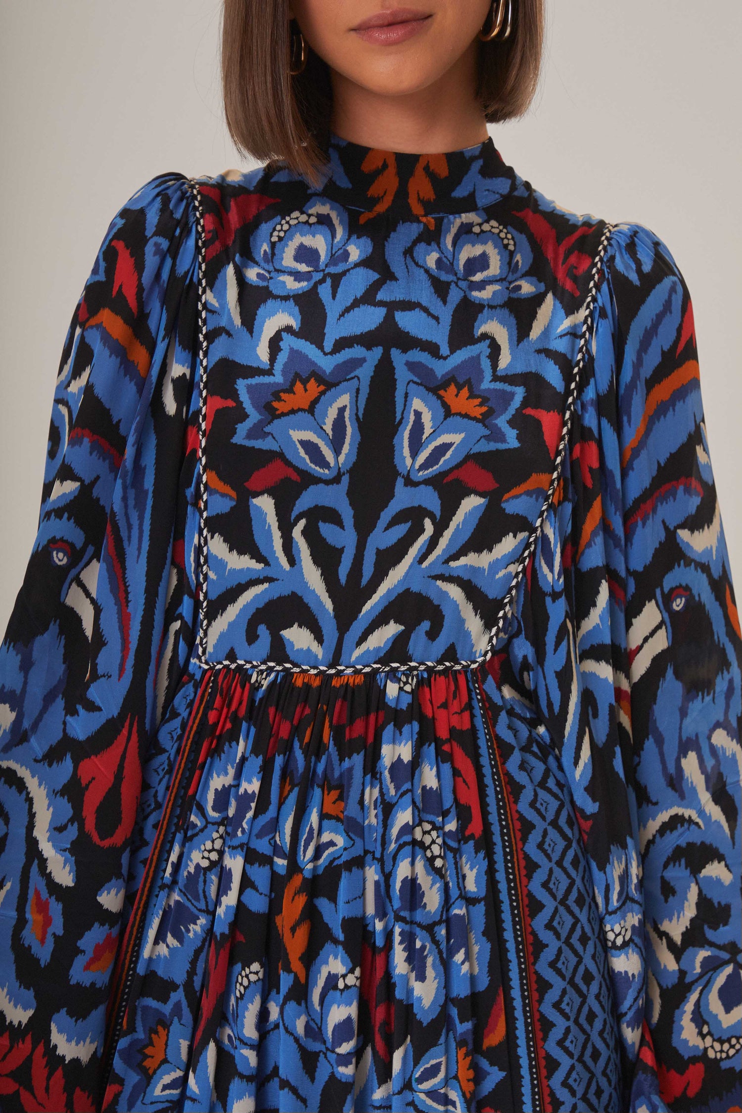 Black Toucans Scarf Long Sleeve Maxi Dress FARM Rio Black Toucans Scarf Long Sleeve Maxi Dress FARM Rio