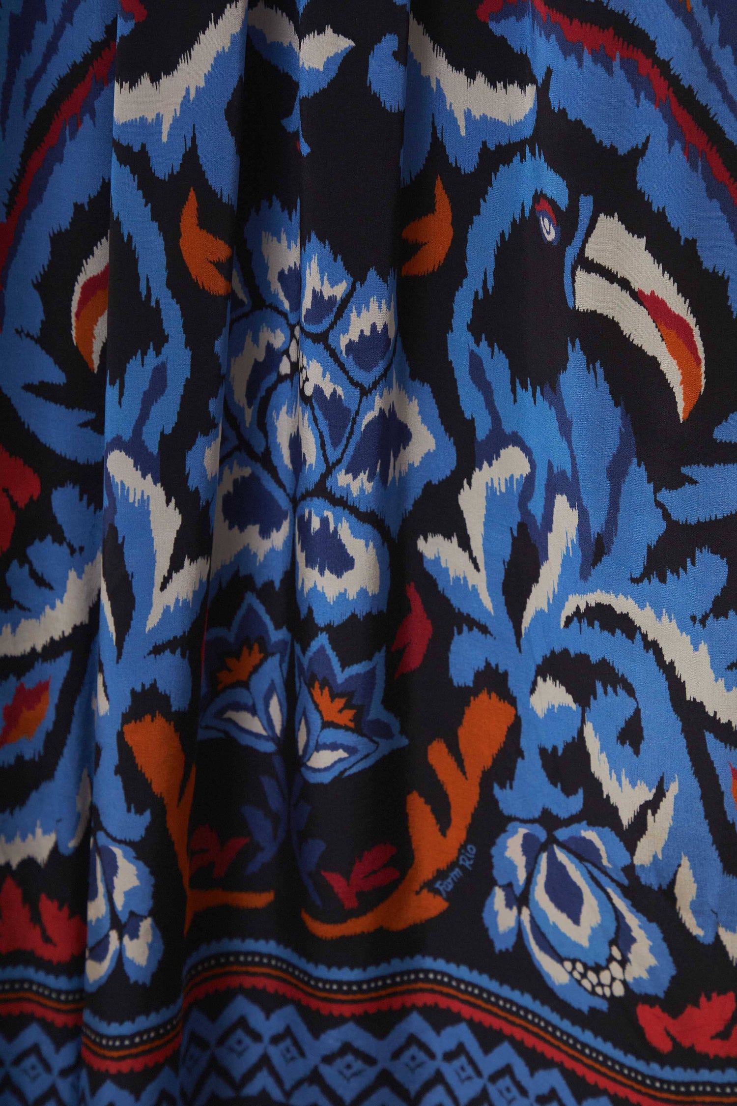 Black Toucans Scarf Long Sleeve Maxi Dress FARM Rio Black Toucans Scarf Long Sleeve Maxi Dress FARM Rio