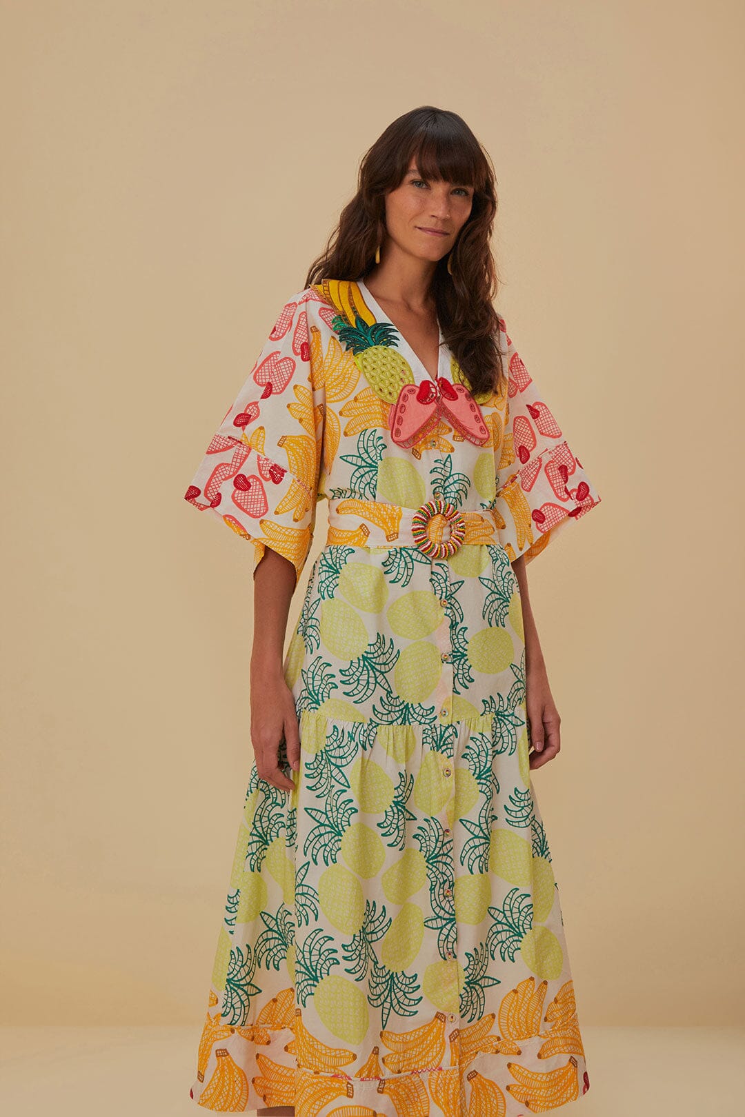 Off-White Tropical Fruits Midi Dress