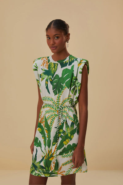 Tropical Forest Off White T Shirt Dress FARM Rio