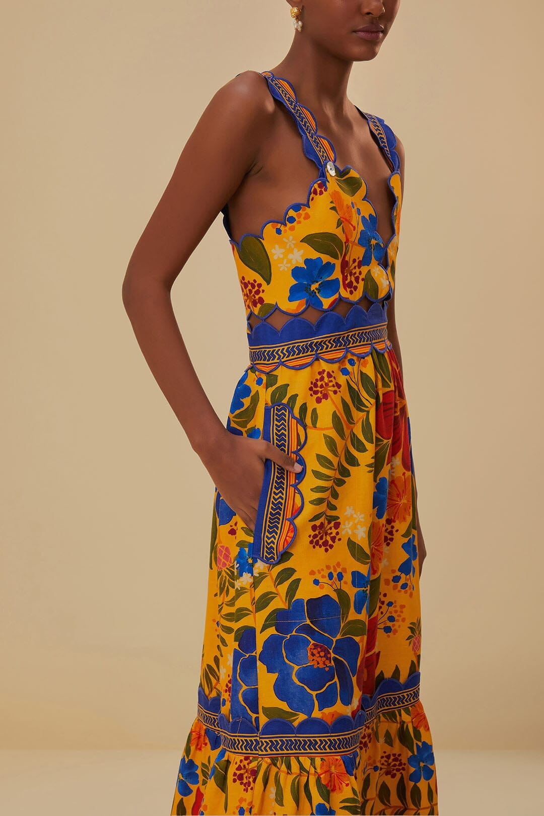 Yellow Floral Yard Lenzing™ Ecovero™ Euroflax™ Midi Dress