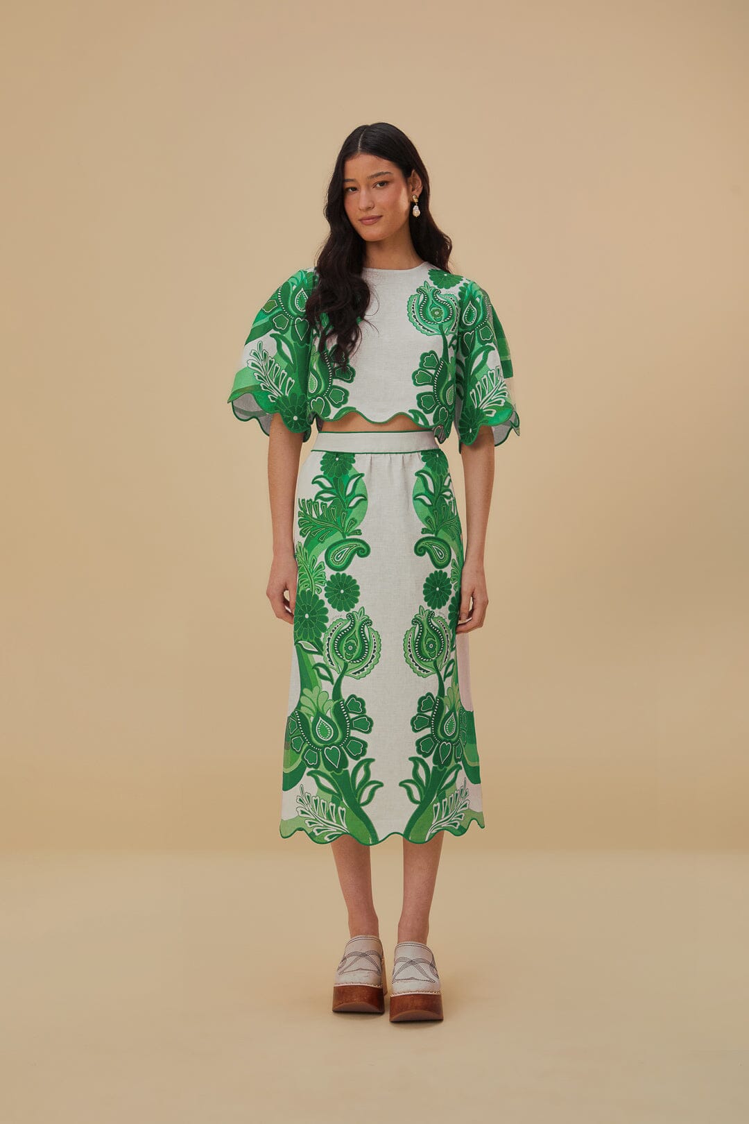 Green Color Festival Euroflax™ Midi Skirt